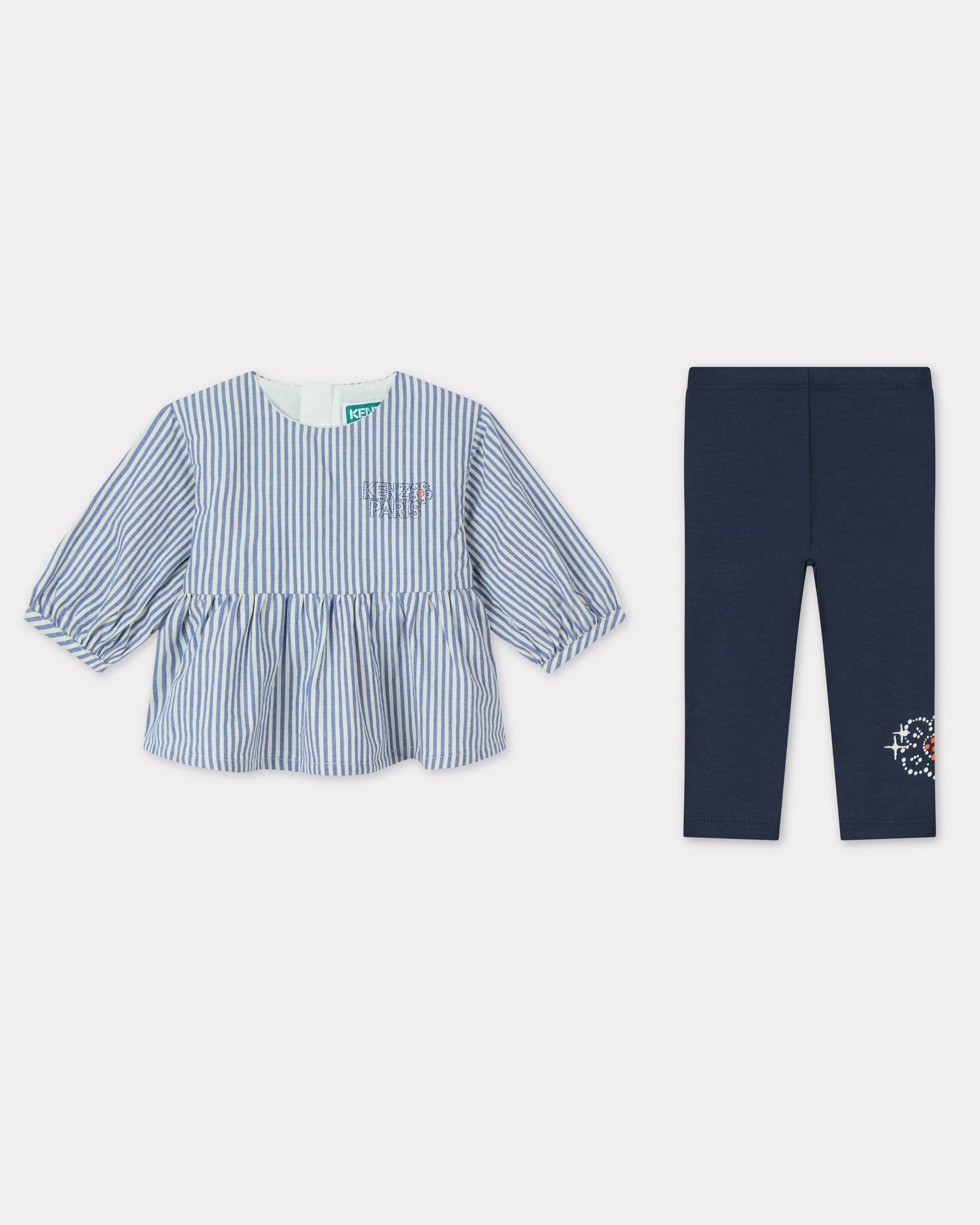 KENZO Kids 'Kenzo Galaxy' Blouse And Legging Set In Cotton Sky Blue Unisex - Size 6m