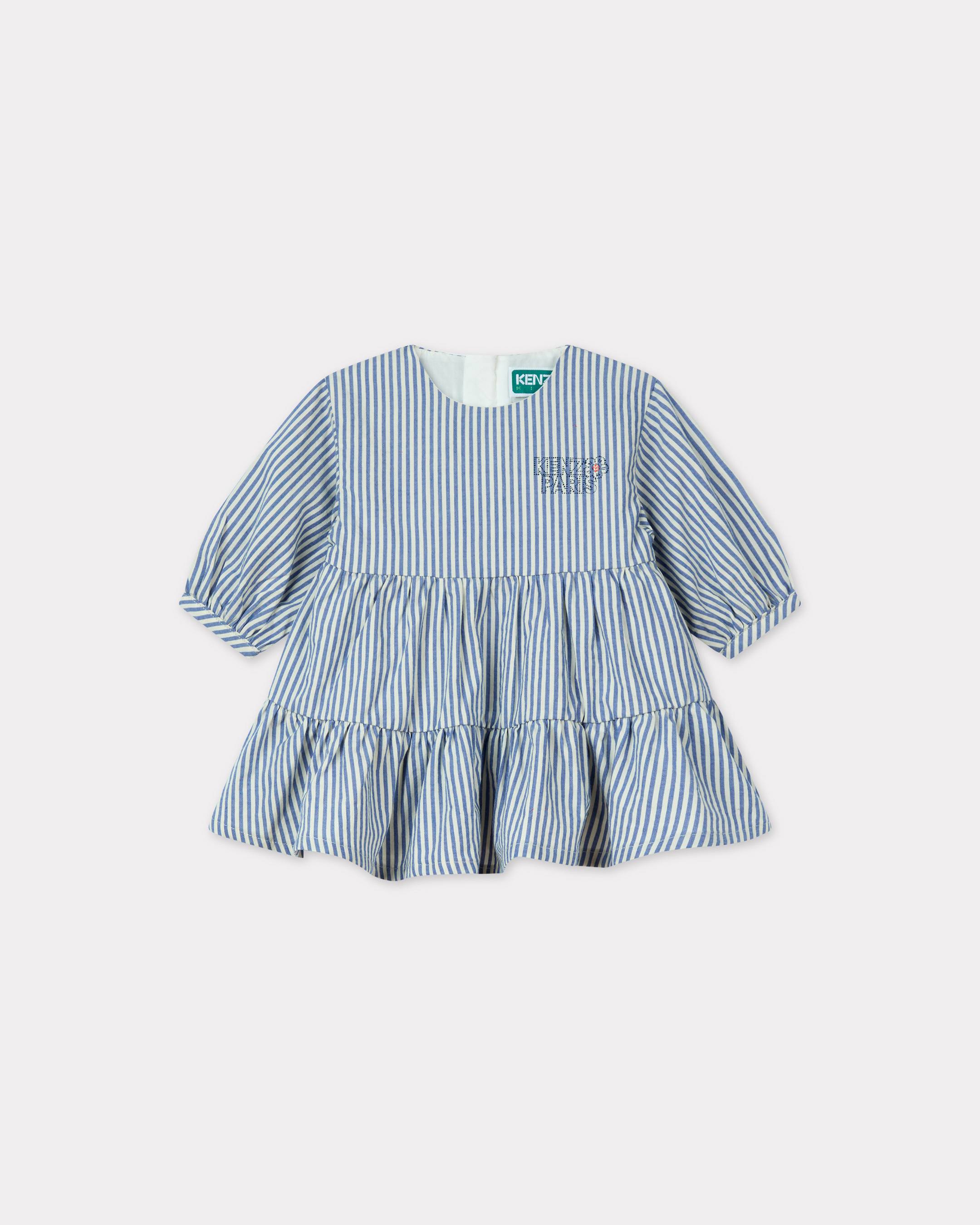 Abito a Righe Sottili In Cotone 'Kenzo Galaxy' Blu Cielo Kids - Taglia 4a