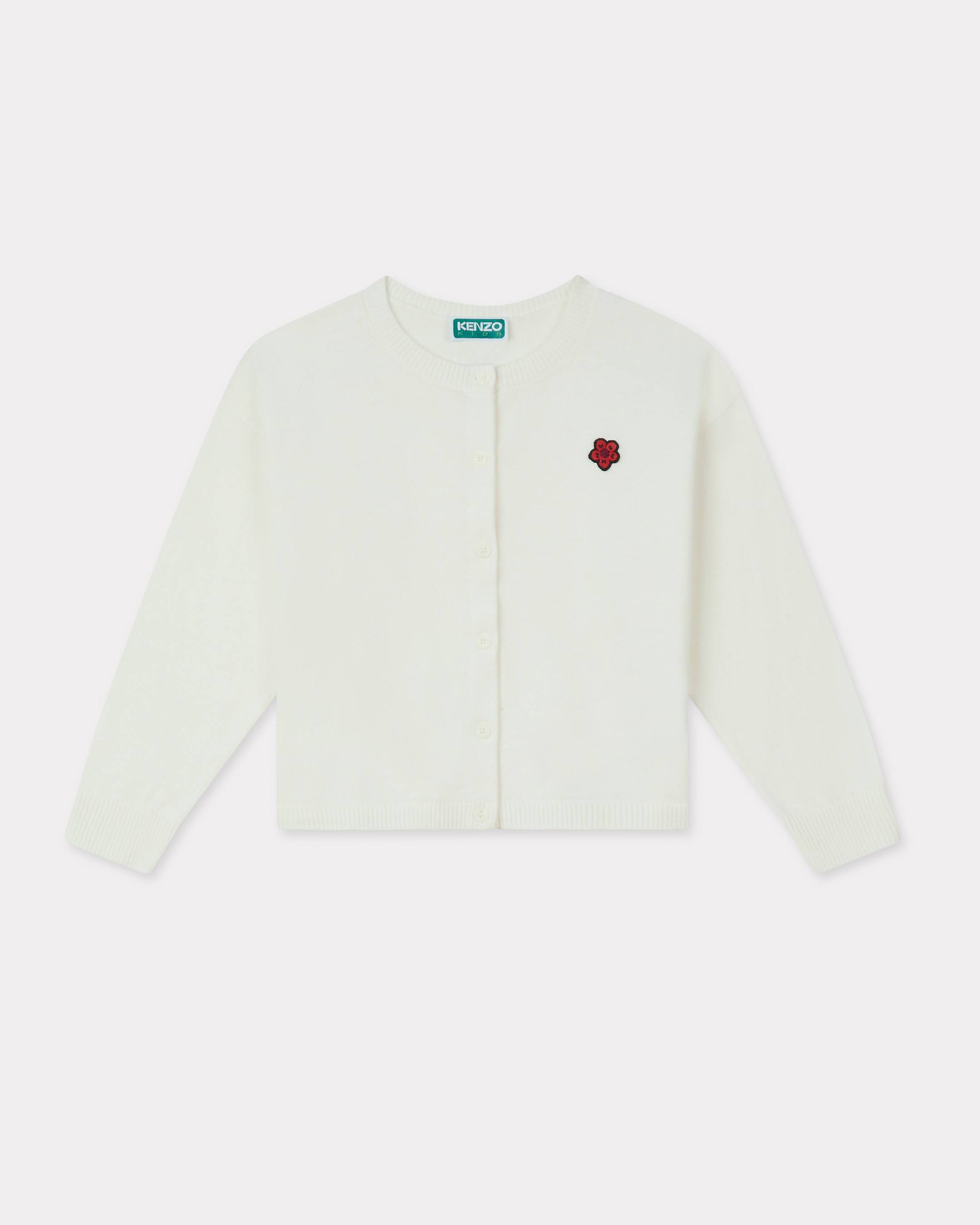 KENZO Kids Embroidered Knitted Cardigan, Kids, White, Size 8Yrs, Cotton/viscose/polyamide/wool