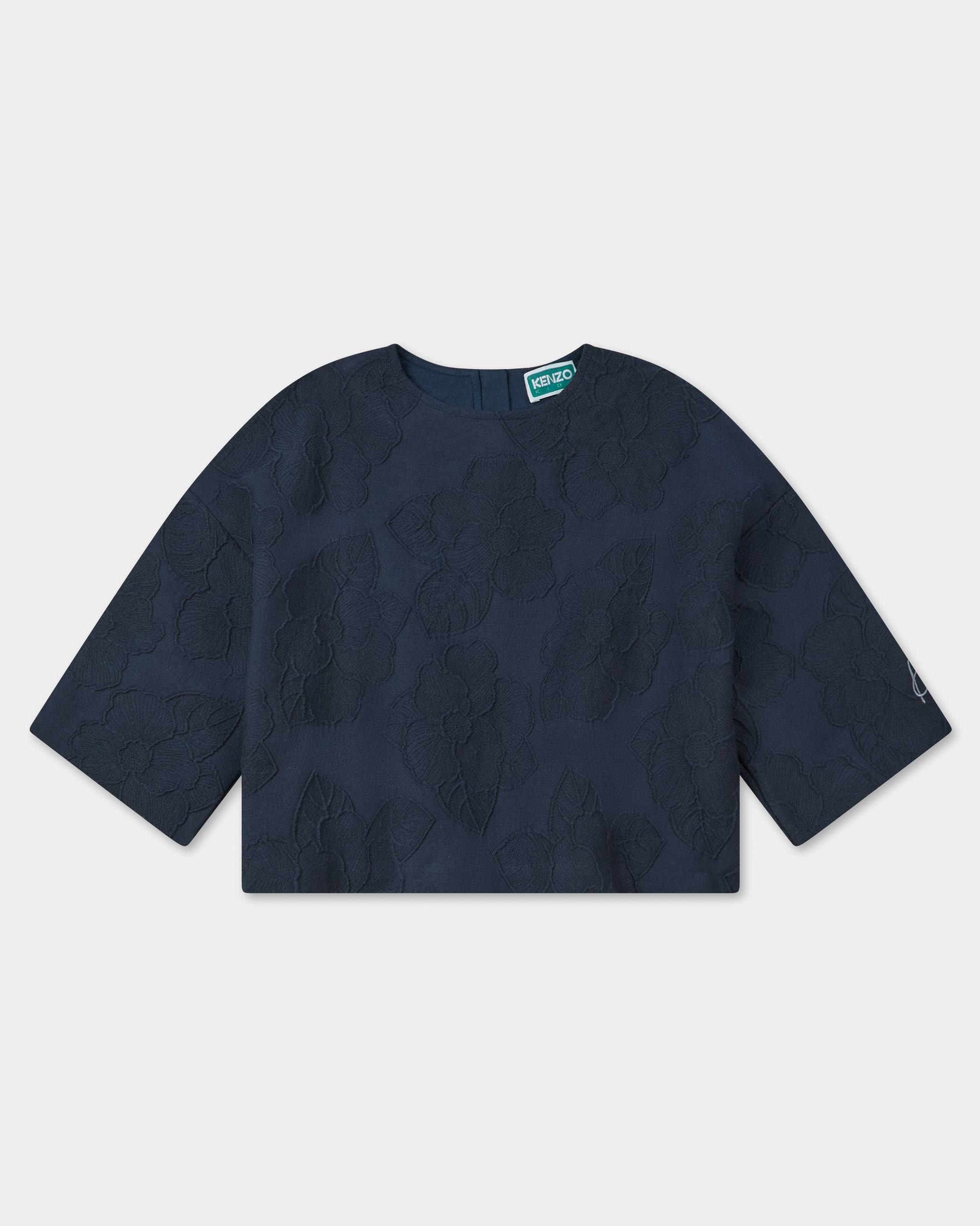 KENZO Kids 'Wonder Space' Embroidered Blouse In Jacquard Fabric, Kids, Navy Blue, Size 5Yrs, Cotton/polyester/polyamide