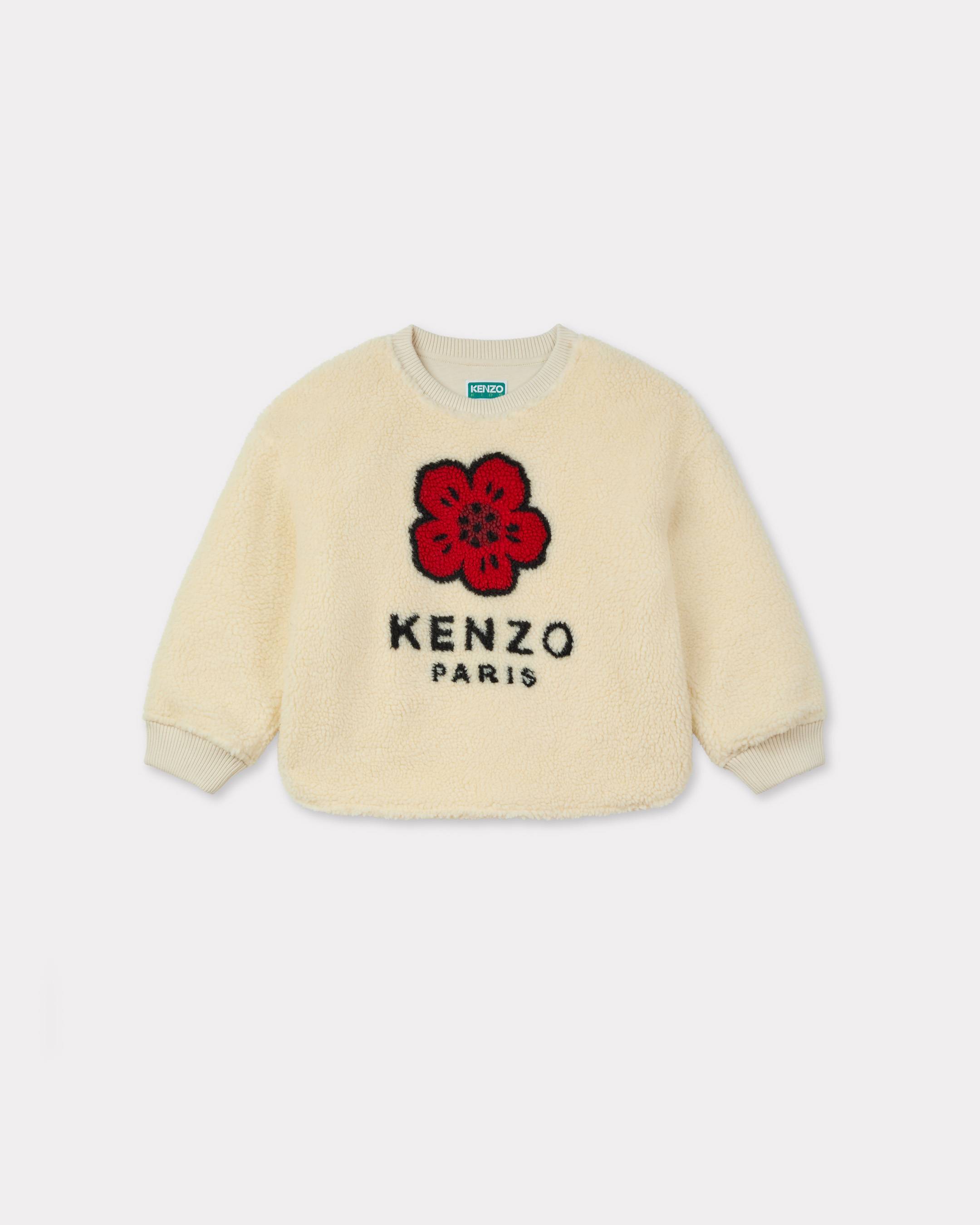 KENZO Kids Sweatshirt In Fluffy Fleece, Kids, Off White, Size 12Yrs, Cotton