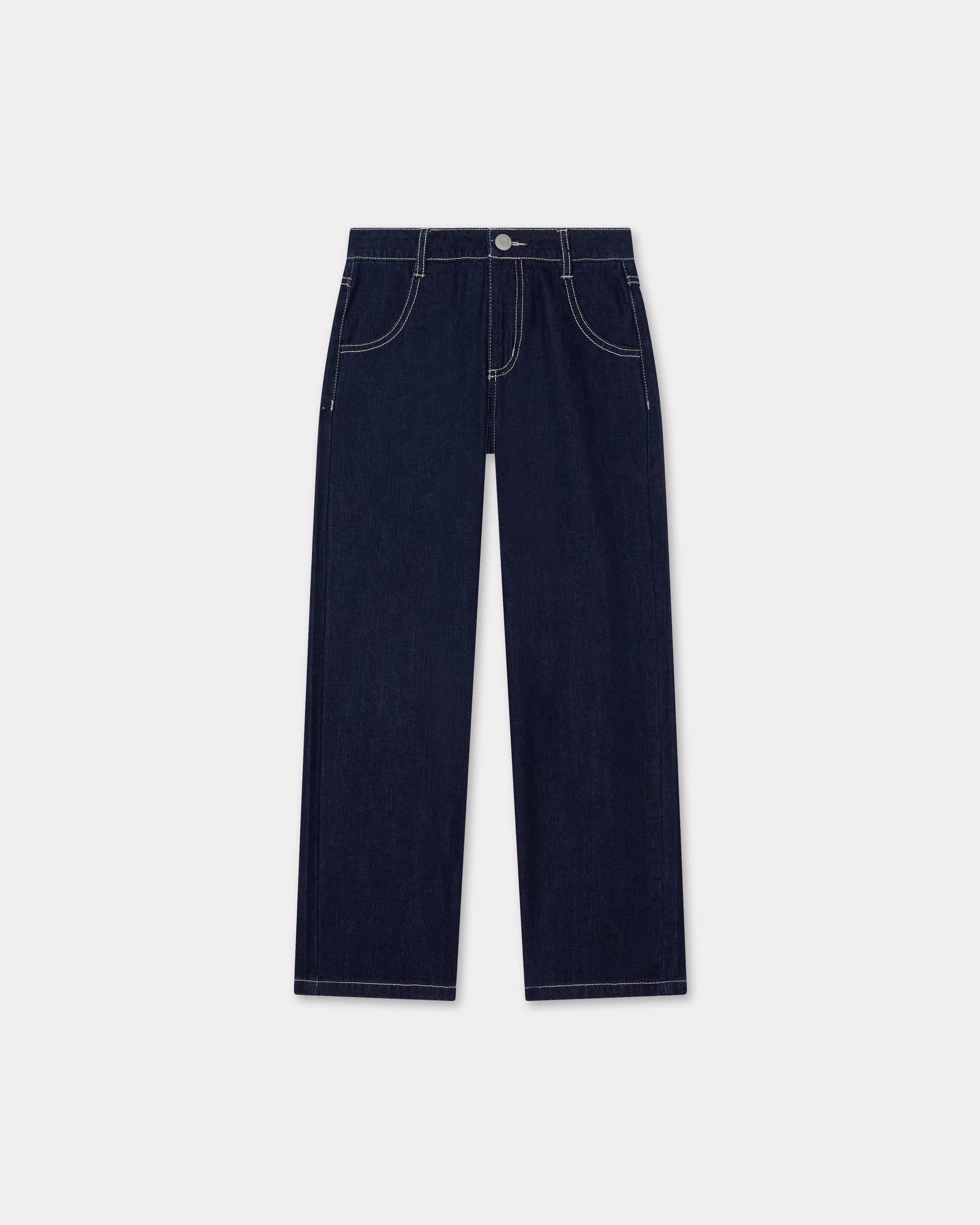 KENZO Enfants Pantalon Brodé 'KENZO Galaxy' En Denim, Unisex, Bleu Marine, Taille , 8a