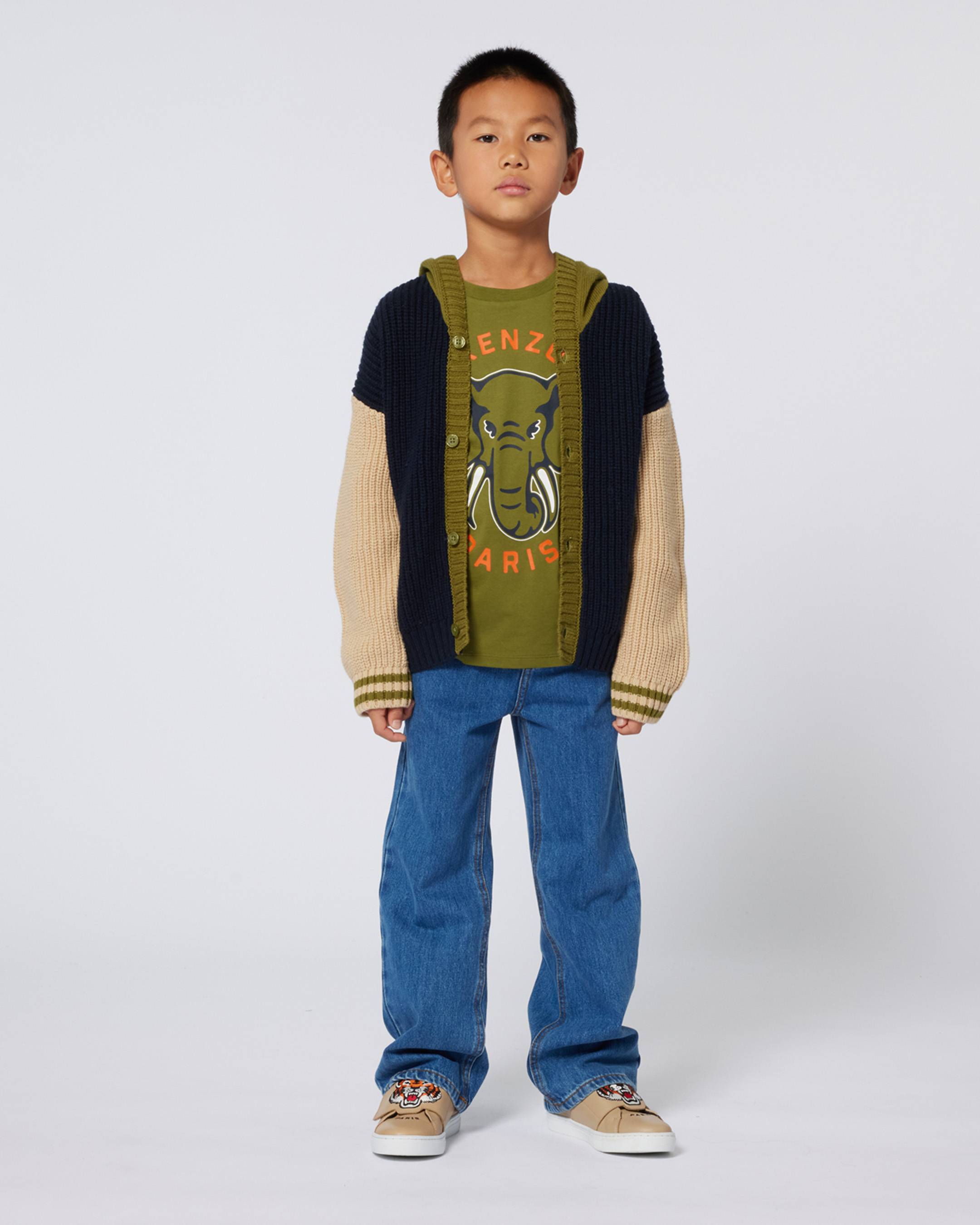 'Wonder Space' knitted cardigan in cotton and wool