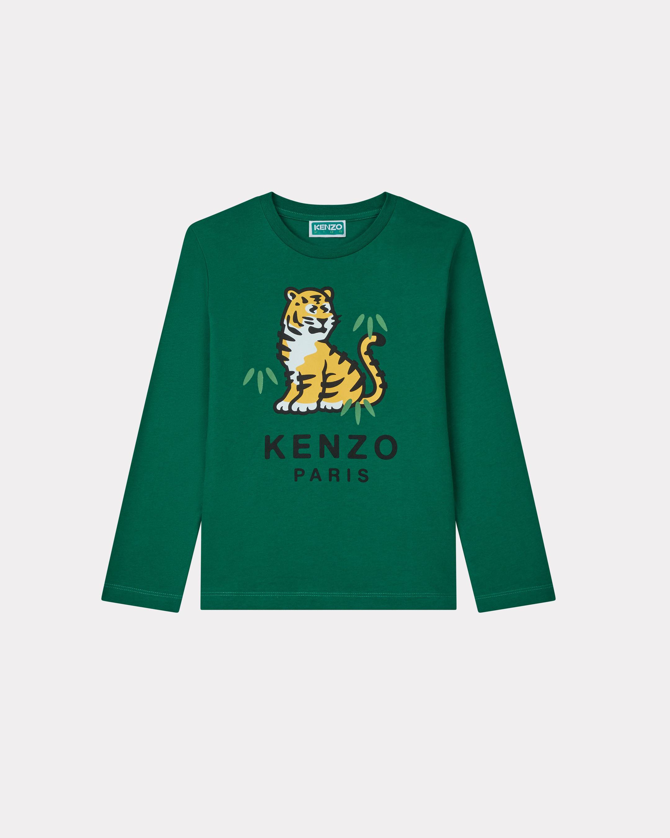 KENZO Kids Long-sleeved T-shirt , Kids, Bottle Green, Size 6Yrs, Cotton