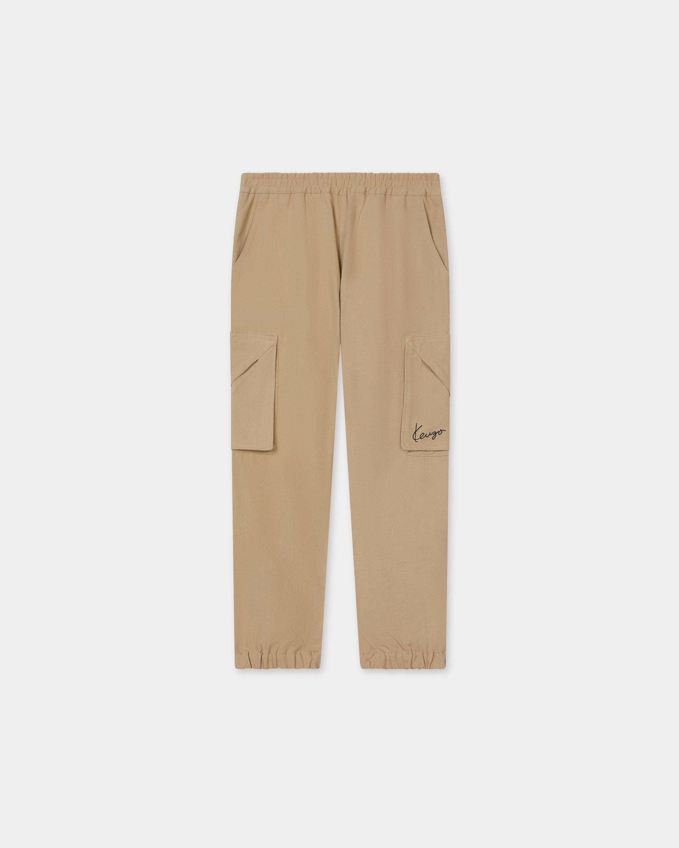 KENZO Enfants Pantalon Brodé 'KENZO Galaxy' En Coton, Unisex, Sable, Taille , 8a