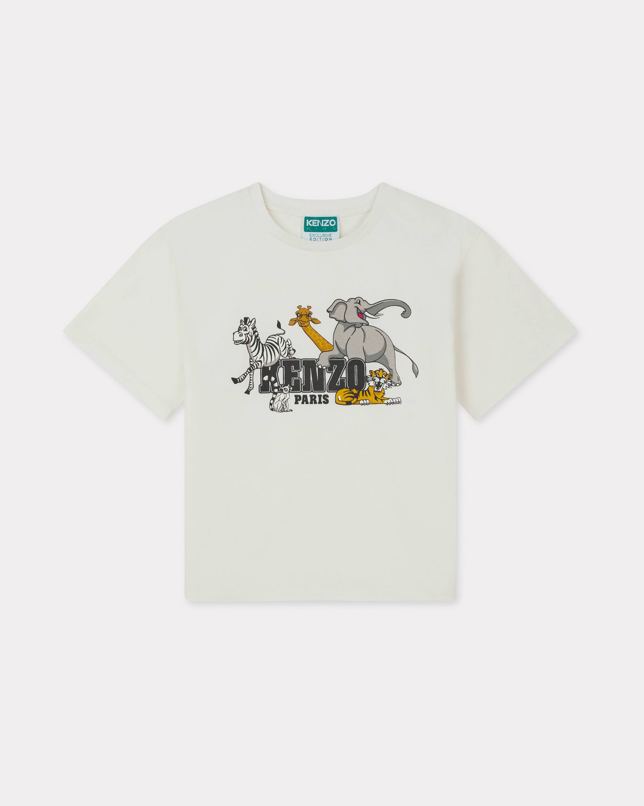 KENZO Kids 'Festive' T-shirt In Cotton White Unisex - Size 4Yrs