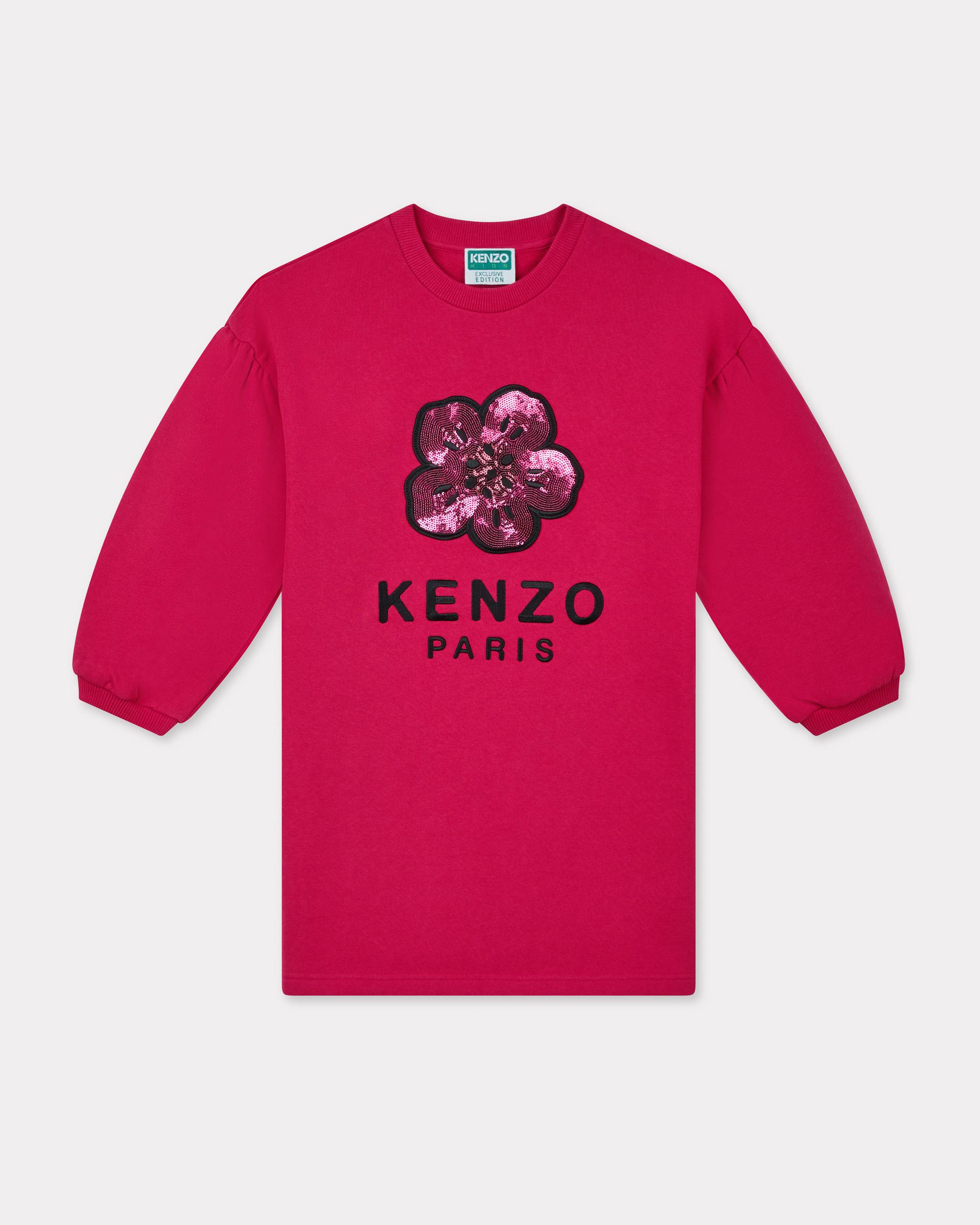 KENZO Kids 'Festive' Embroidered Sweatshirt Dress, Kids, Raspberry, Size 6Yrs, Cotton