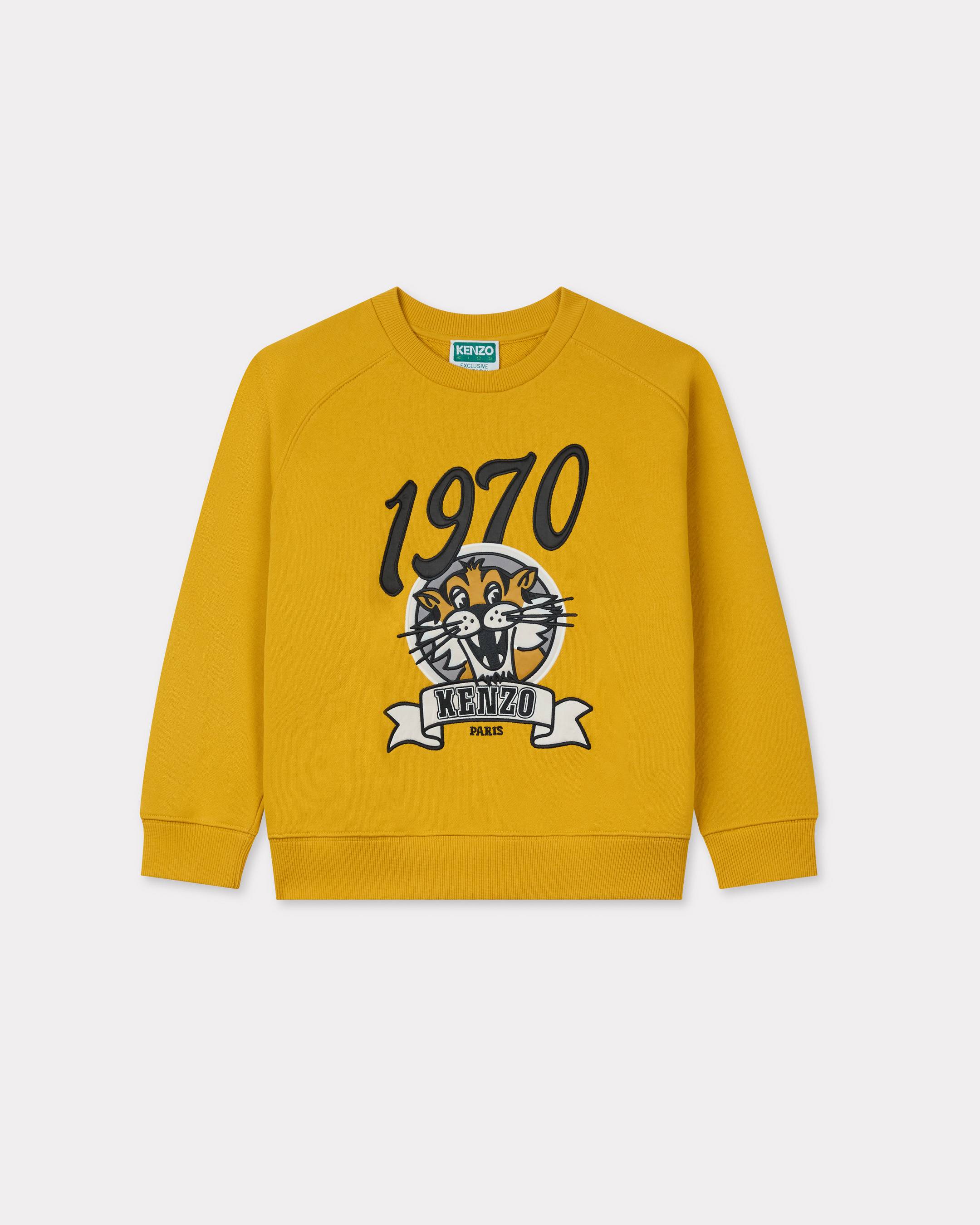 KENZO Kids 'Festive' Embroidered Sweatshirt, Kids, Golden Yellow, Size 4Yrs, Cotton