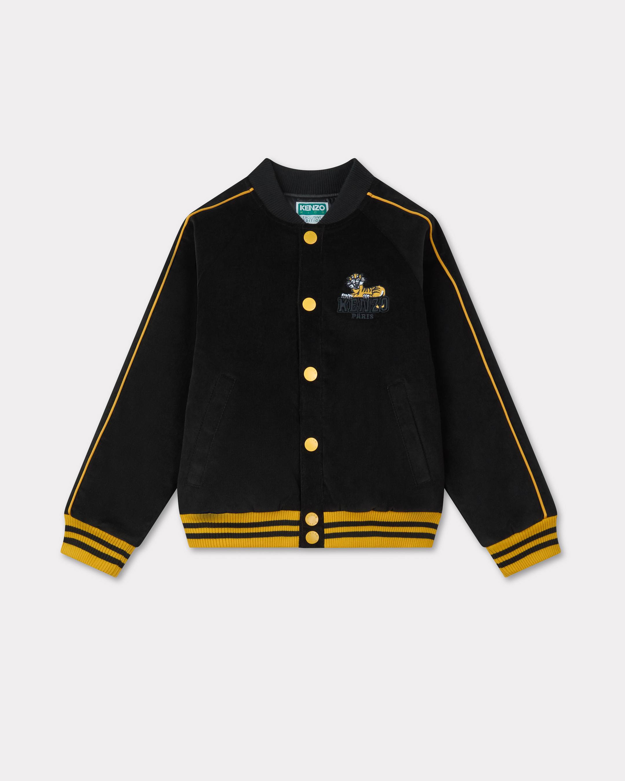 'Festive' embroidered velvet bomber jacket