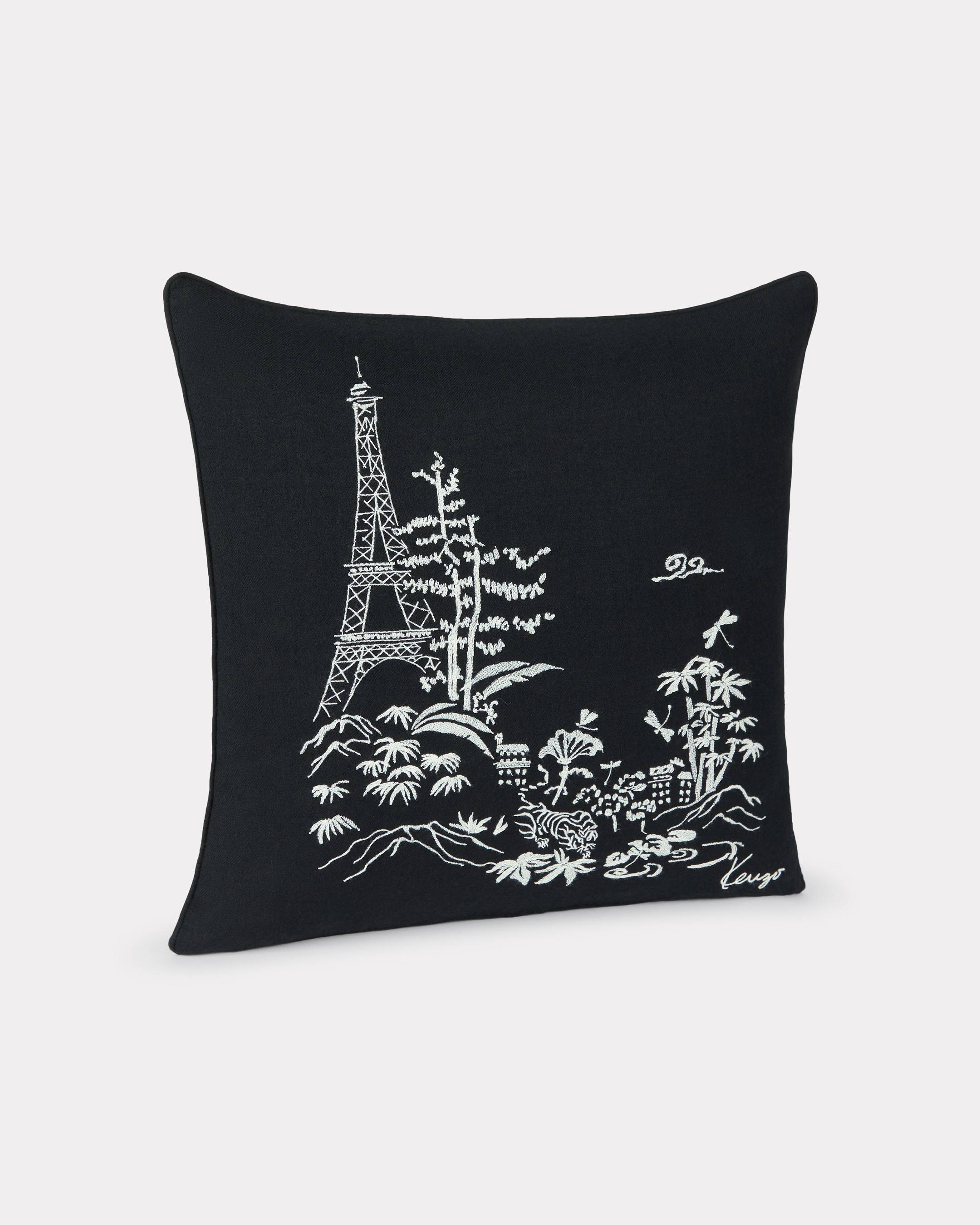 KENZO 'Kenzo Estampe' Embroidered Cushion Cover In Wool Black Mens - Size One