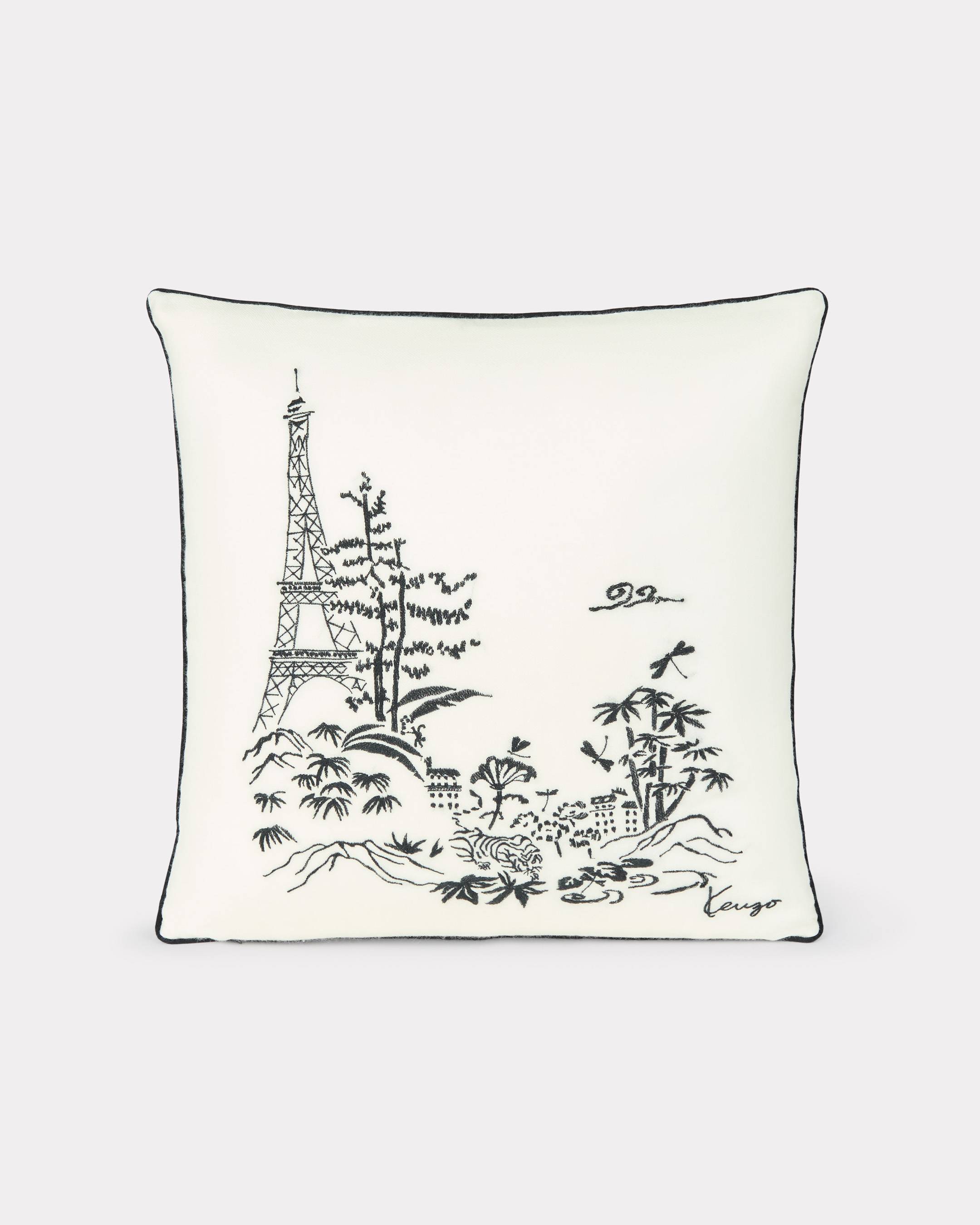 'KENZO Estampe' embroidered cushion cover in wool