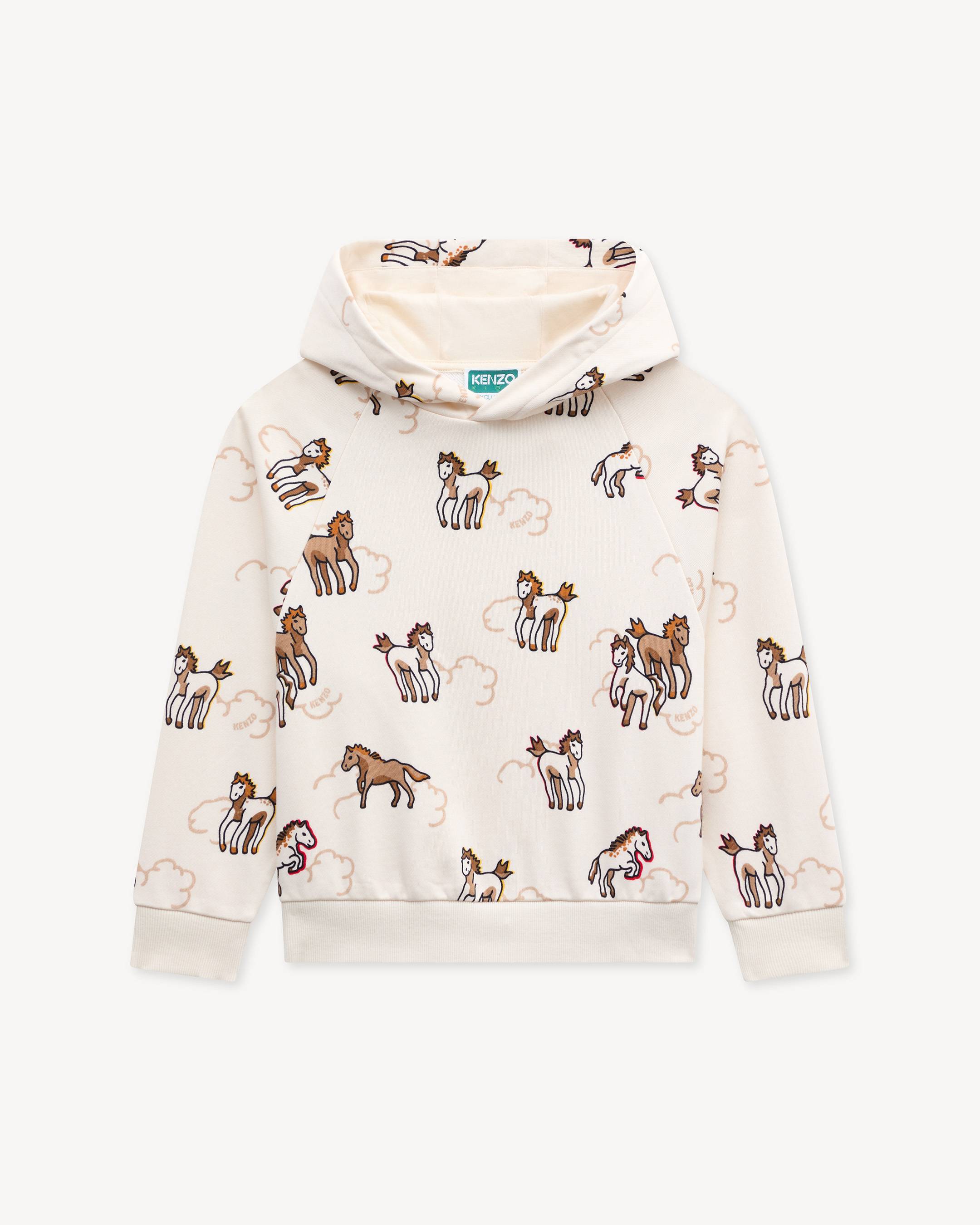 KENZO Felpa Con Cappuccio Oversize In French Terry 'Lunar New Year' Ecru Kids - Taglia 12a