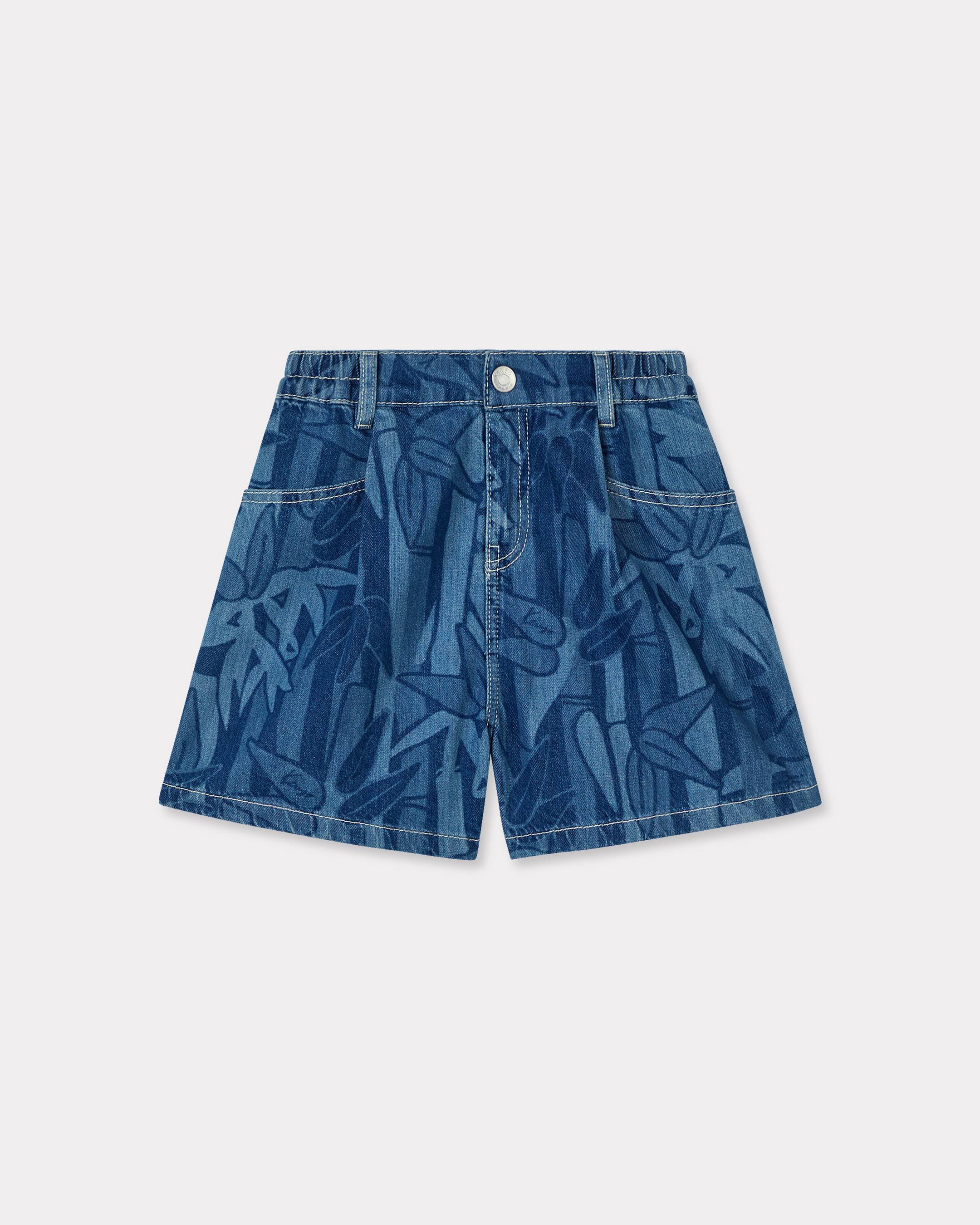 'Eden Jungle' shorts in denim