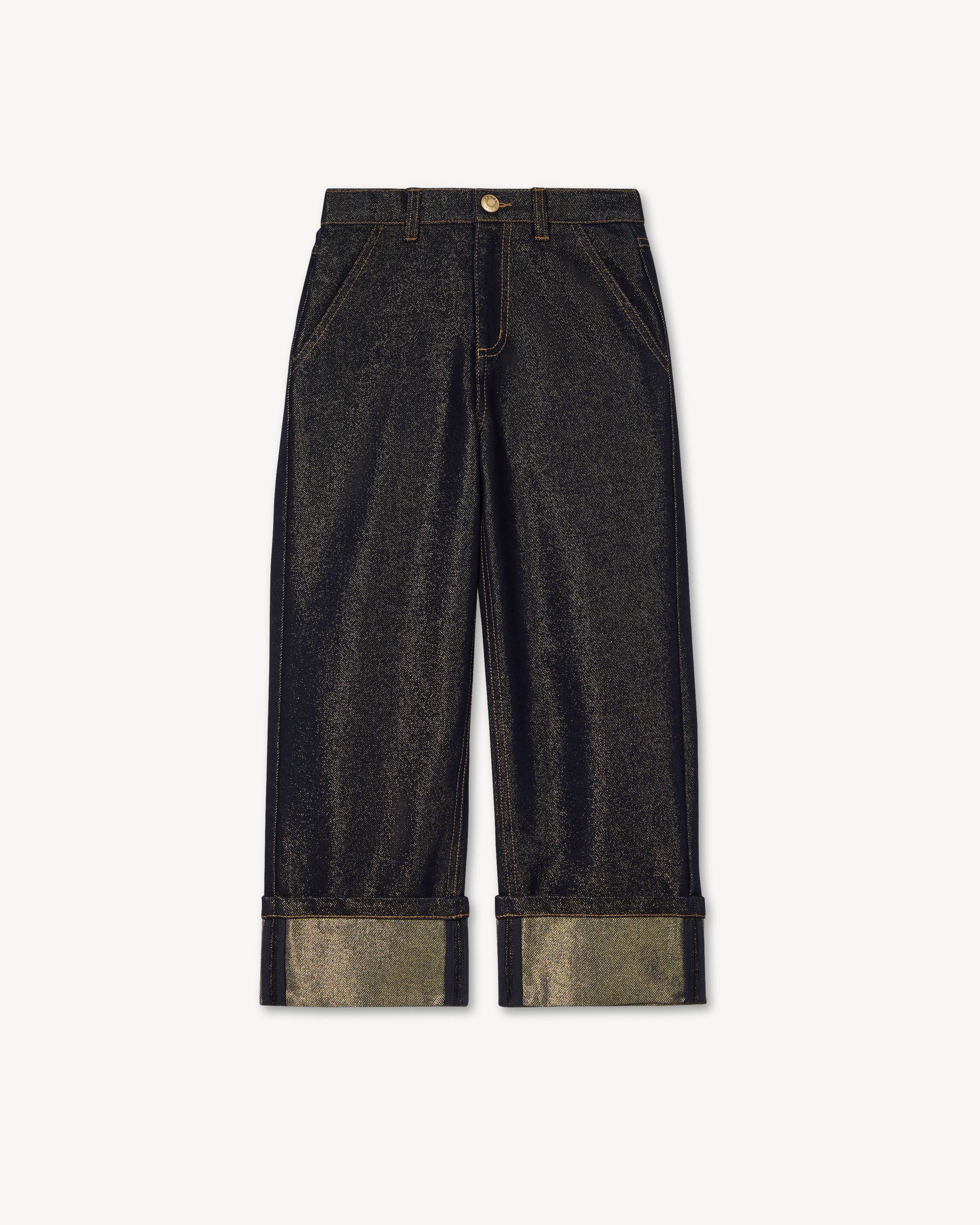 'Festive' trousers in raw denim