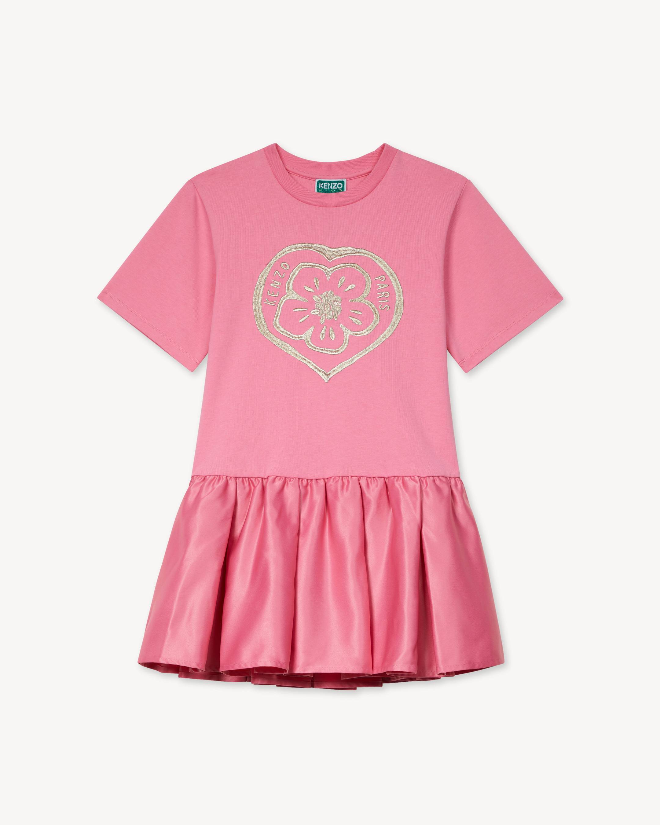 'Festive' short-sleeves dress in two fabrics