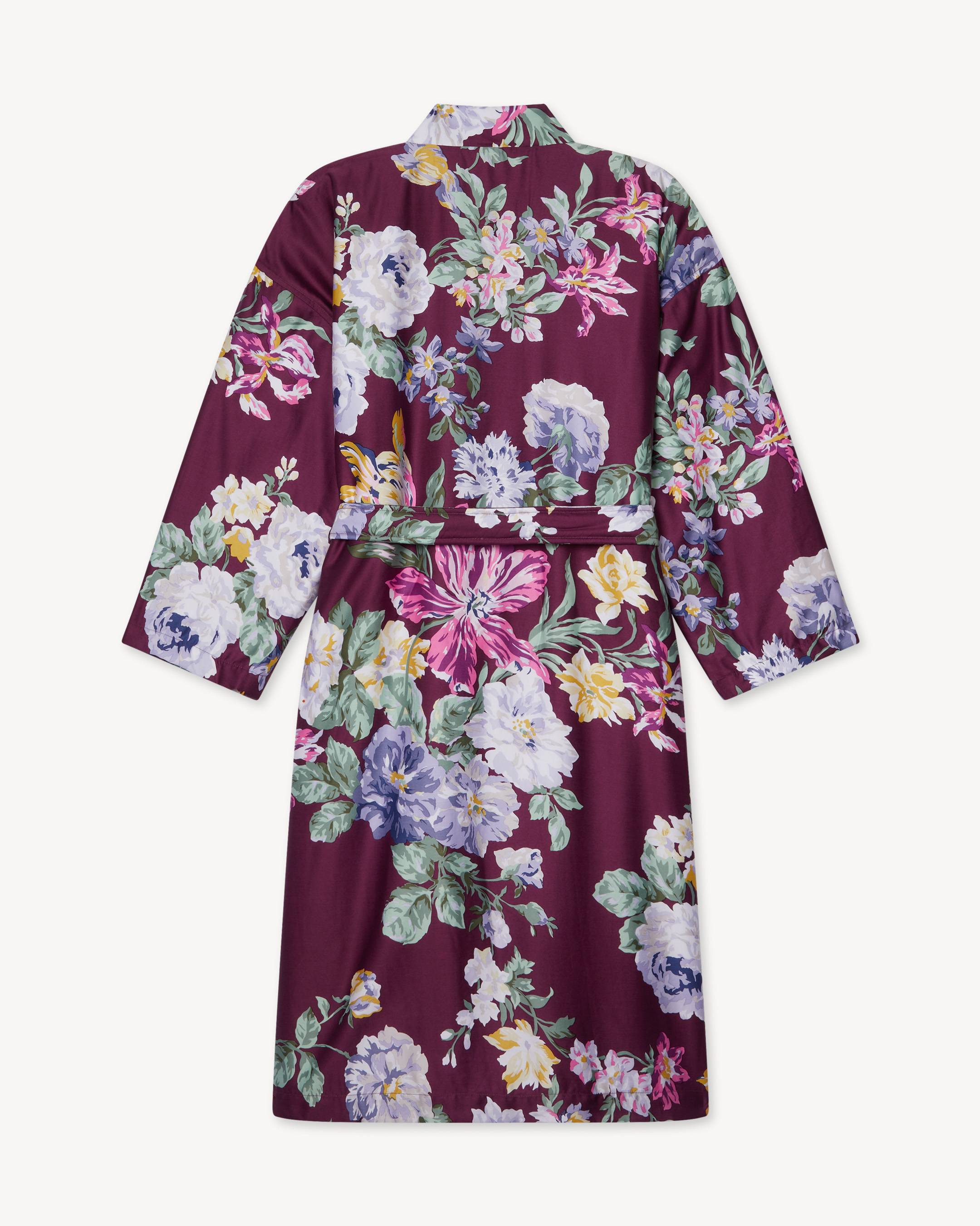 Peignoir en satin imprim&eacute;