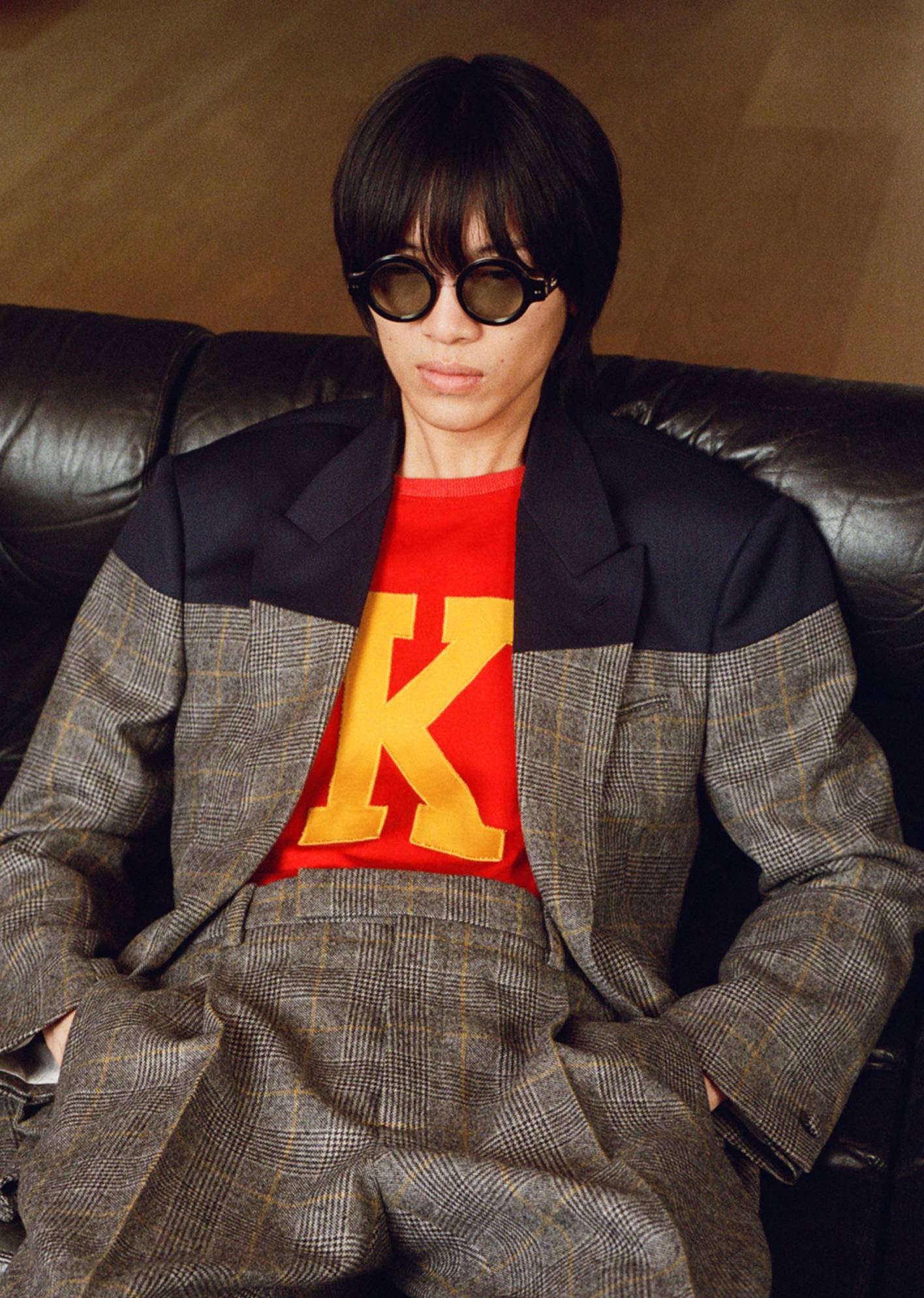 KENZO ケンゾー ショート丈ジャケット マント風 チェック柄 40 新着 