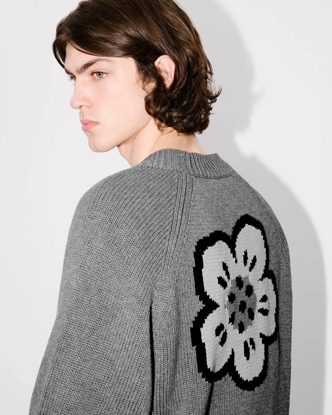 HOT，低価 yA98 KENZO 定価7万　ニットブラドッキングドレスシャツ　長袖シャツ　ドッキングシャツ　チュニック　ロング丈