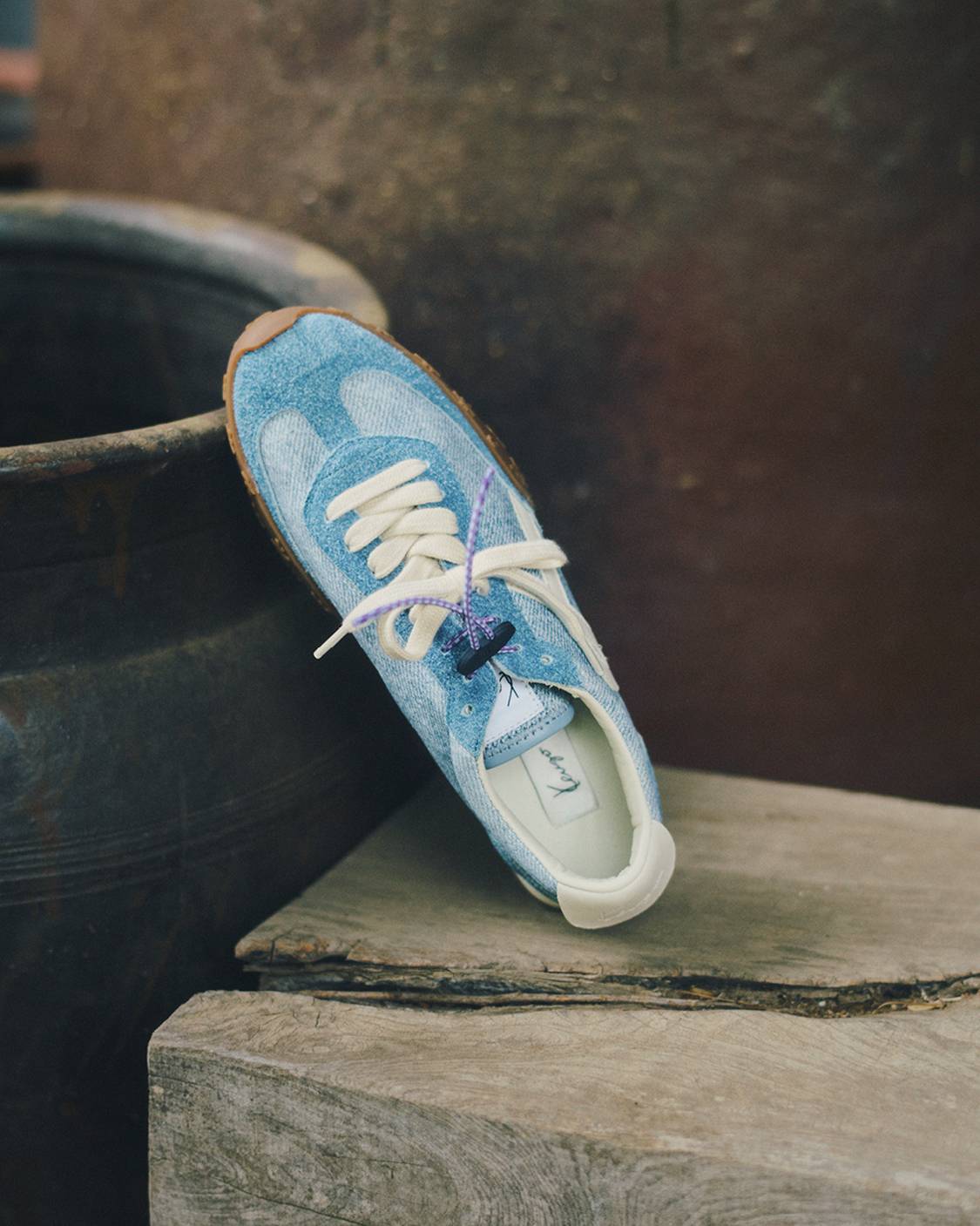 'Kenzorush' low top sneakers in denim-like leather