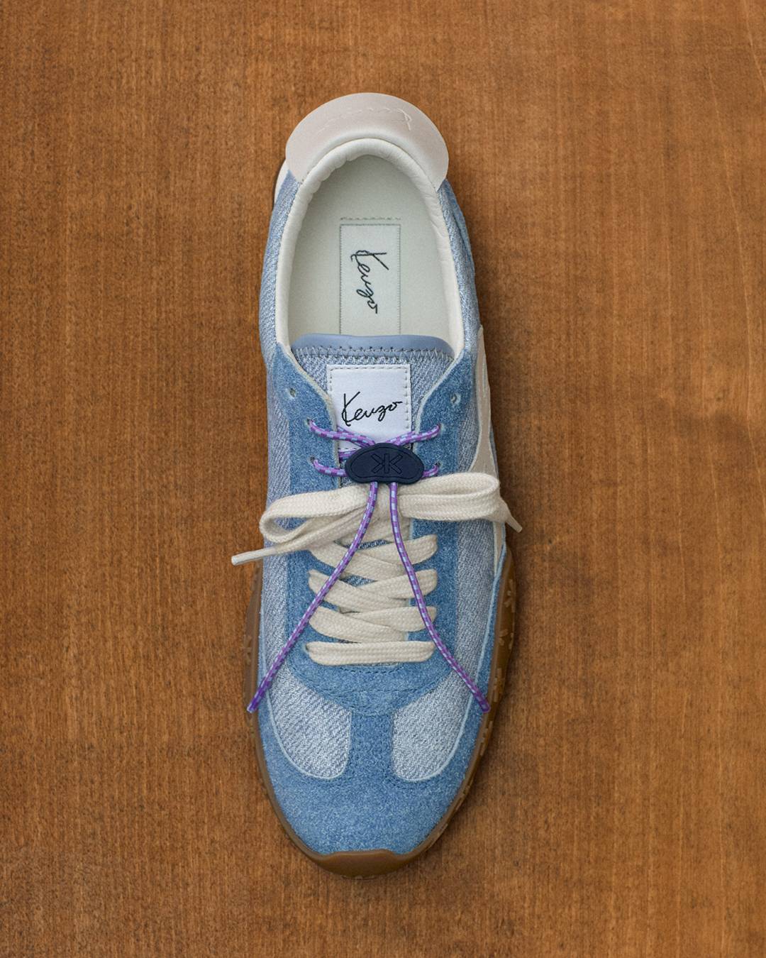 'Kenzorush' low top sneakers in denim-like leather
