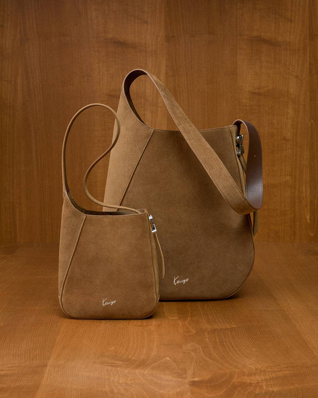 Borsa a tracolla grande in pelle scamosciata 'KENZO Nami'