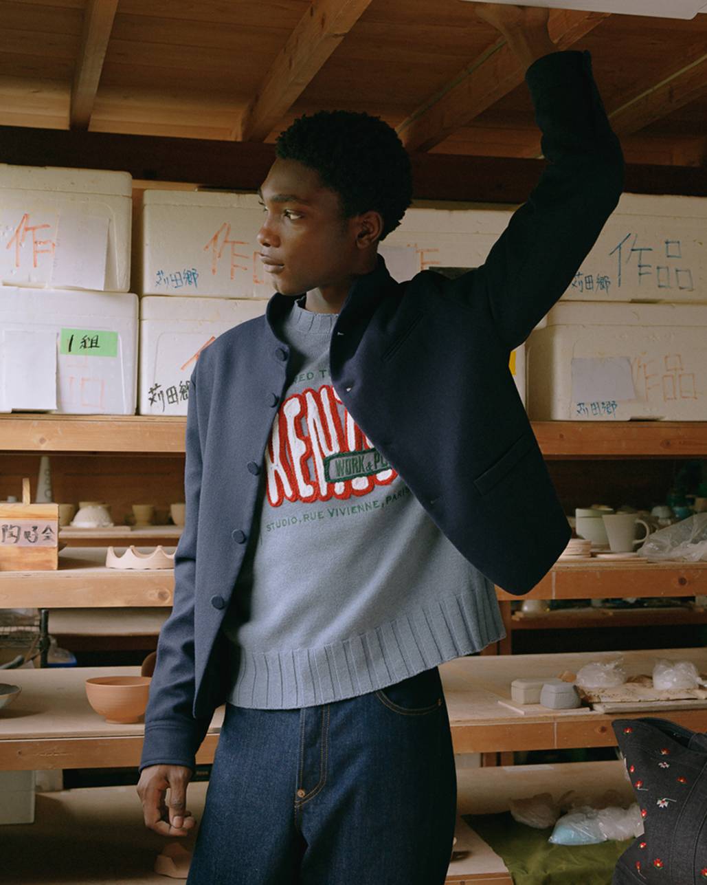 Maglione ricamato in lana e cotone 'KENZO Work And Play'