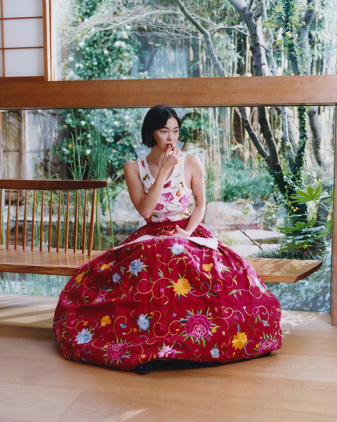 d*3様 希少✨️レア KENZO 赤色 花柄 ボタニカル ベロア ジャケット 
