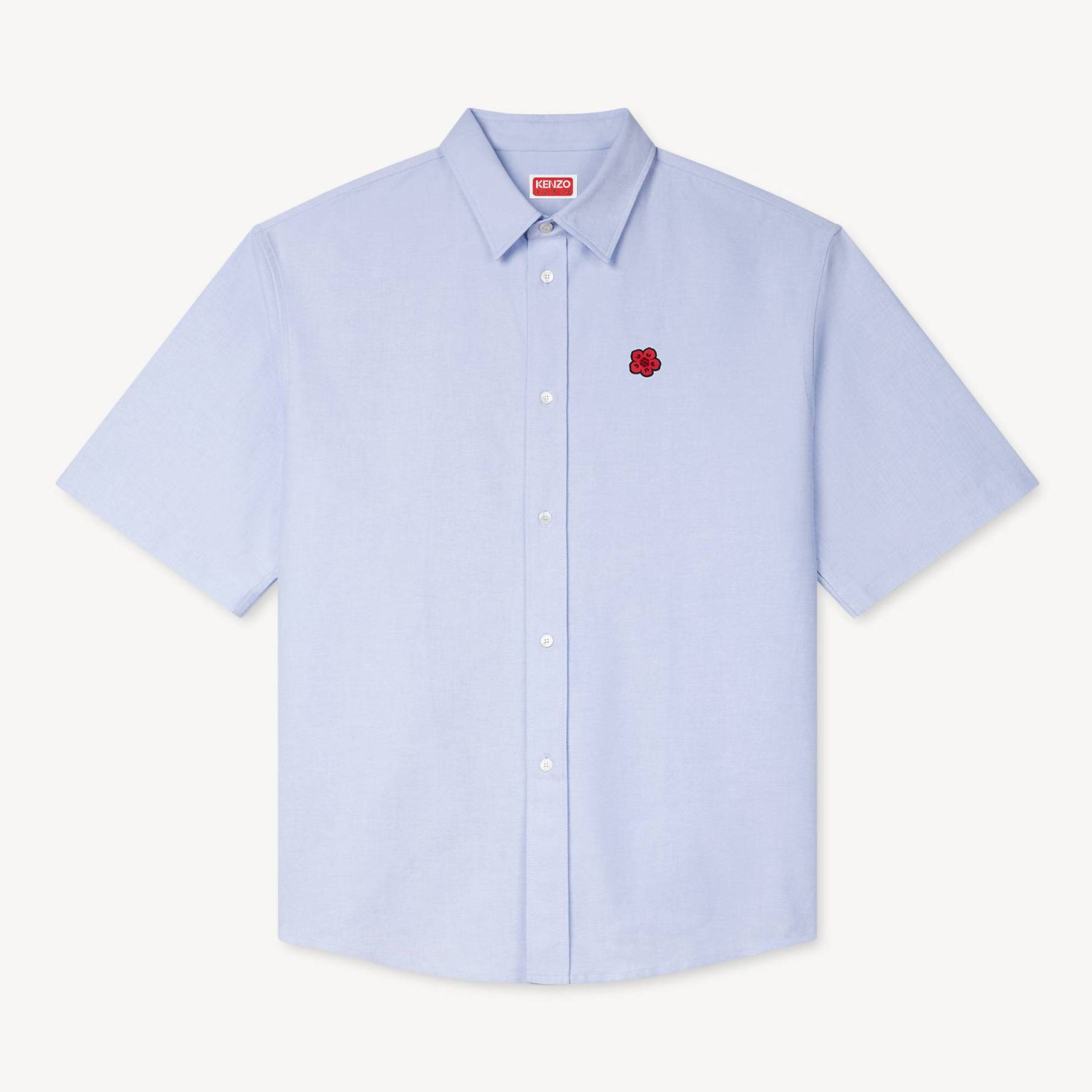 KENZO 'Boke Flower' Embroidered Casual Shirt Sky Blue- Mens - Size M