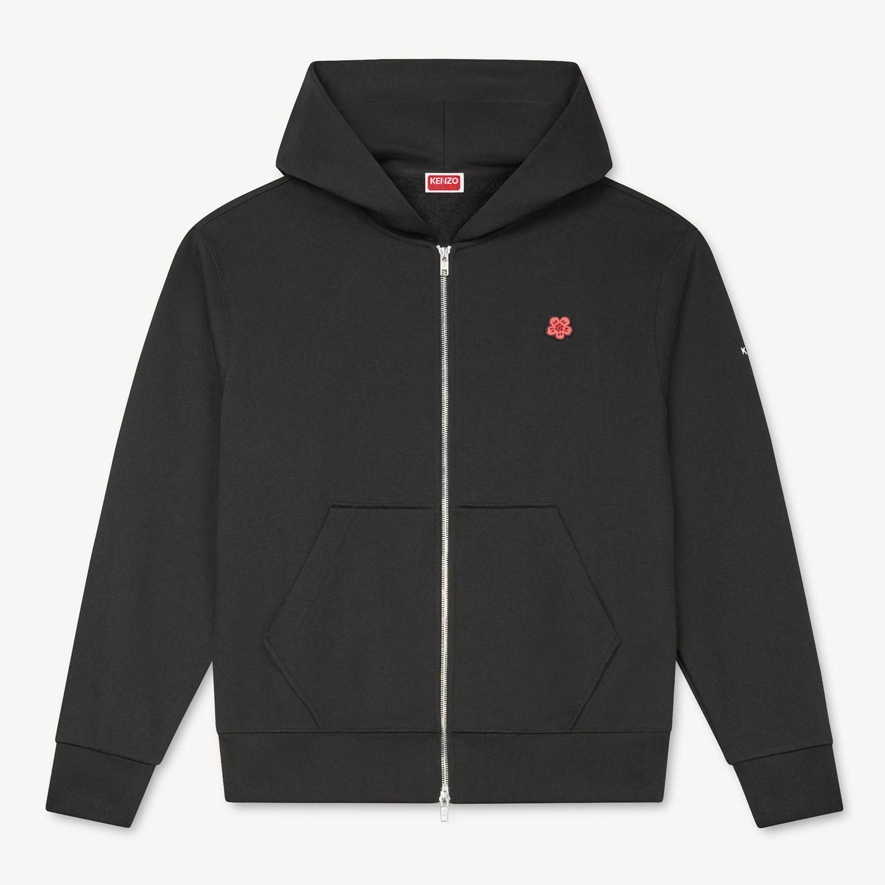 KENZO 'Boke Flower' Embroidered Zipped Hoodie , Man, Black, Size L, Cotton