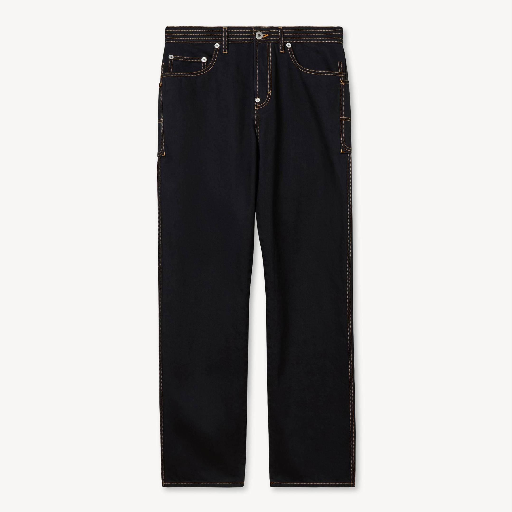 KENZO Cargo Jeans In Japanese Denim, Man, Rinse Black Size 32, Leather