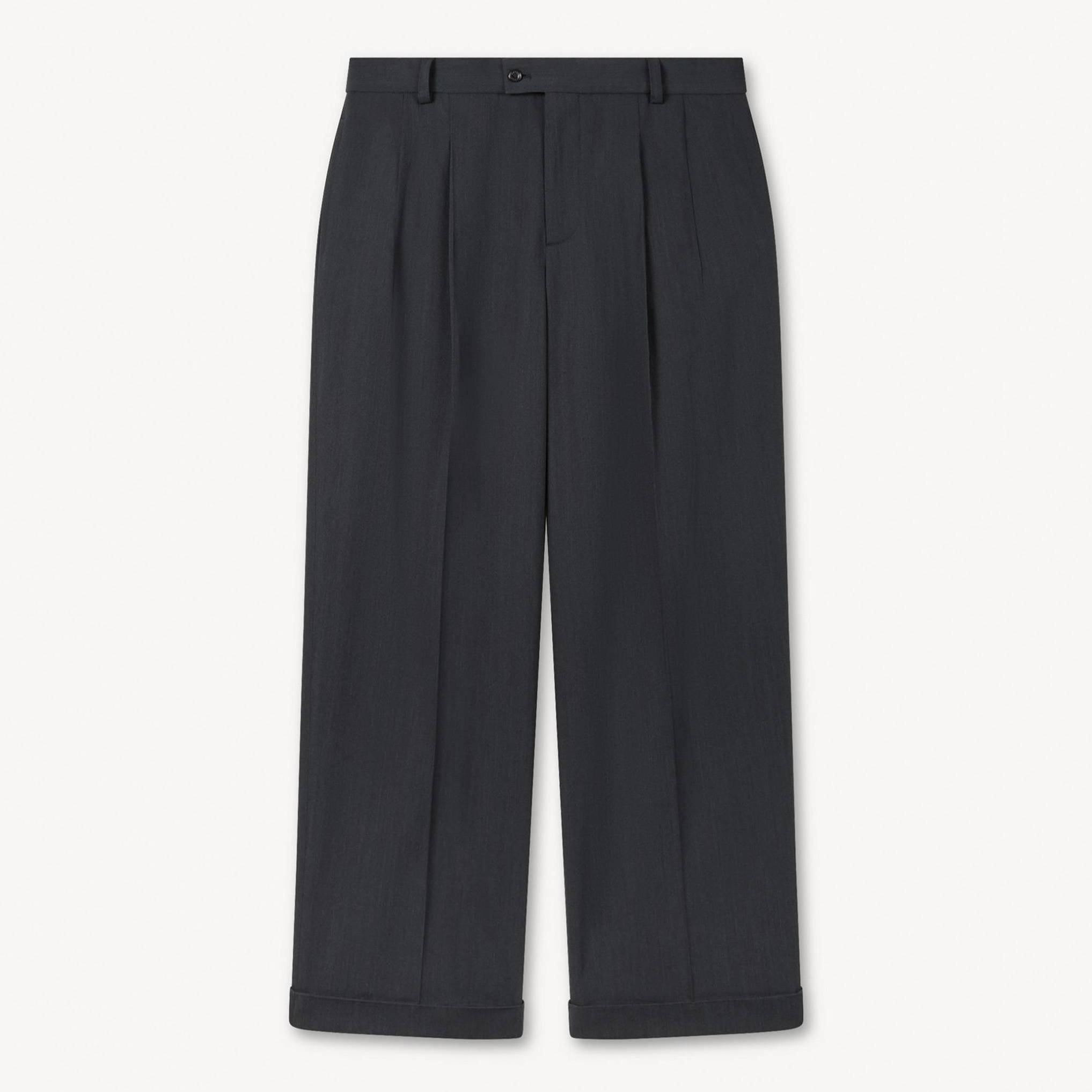 KENZO Tailored Pants In Mixed Virgin Wool, Man, Black, Size 38, Wool