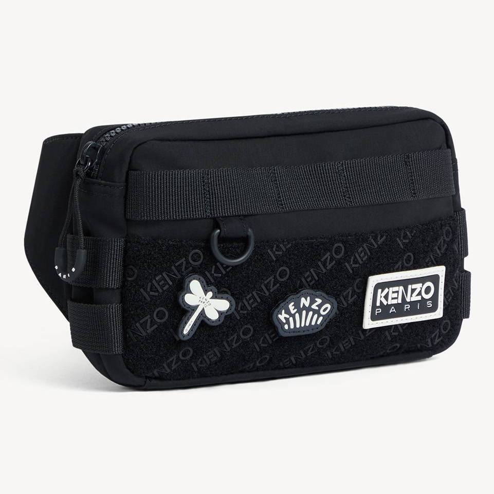 KENZO 'Kenzo Jungle' Belt Bag In Nylon, Black, - Mens