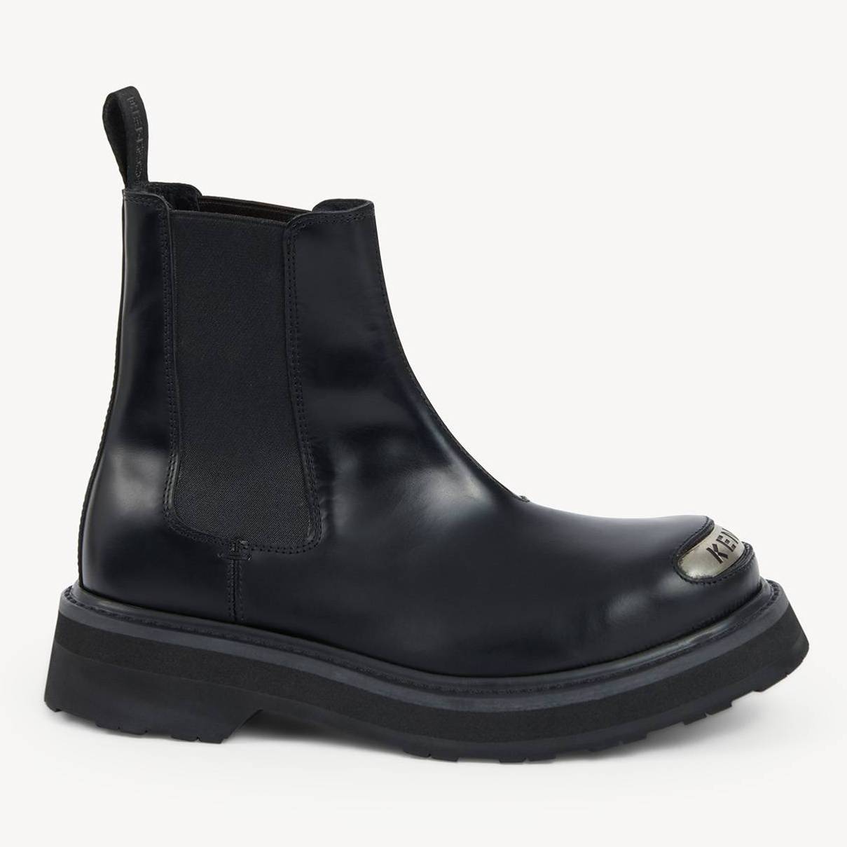 KENZO 'Kenzosmile' Chelsea Boots In Leather Black - Womens Size 39