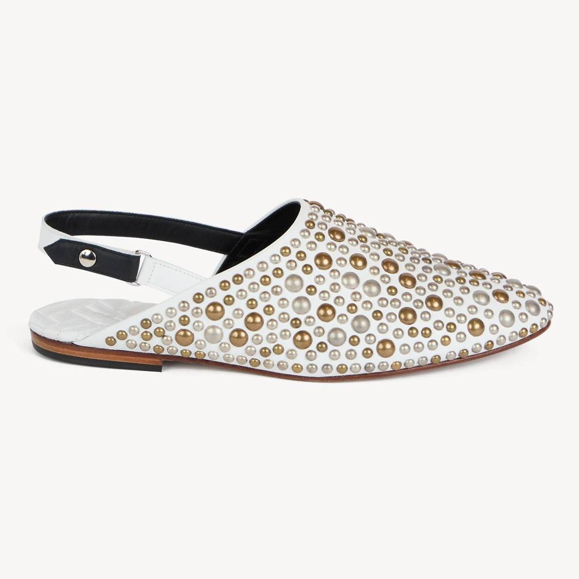 KENZO Mules De Piel Con Tachuelas 'Kenzo-kali', Mujer, Blanco, 38
