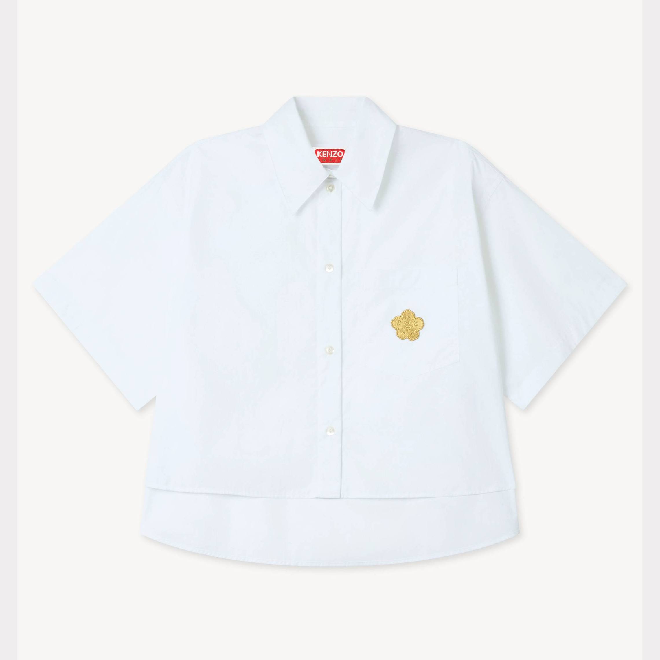 KENZO 'Boke Flower 2.0' Embroidered Cropped Shirt, White, Womens , 38