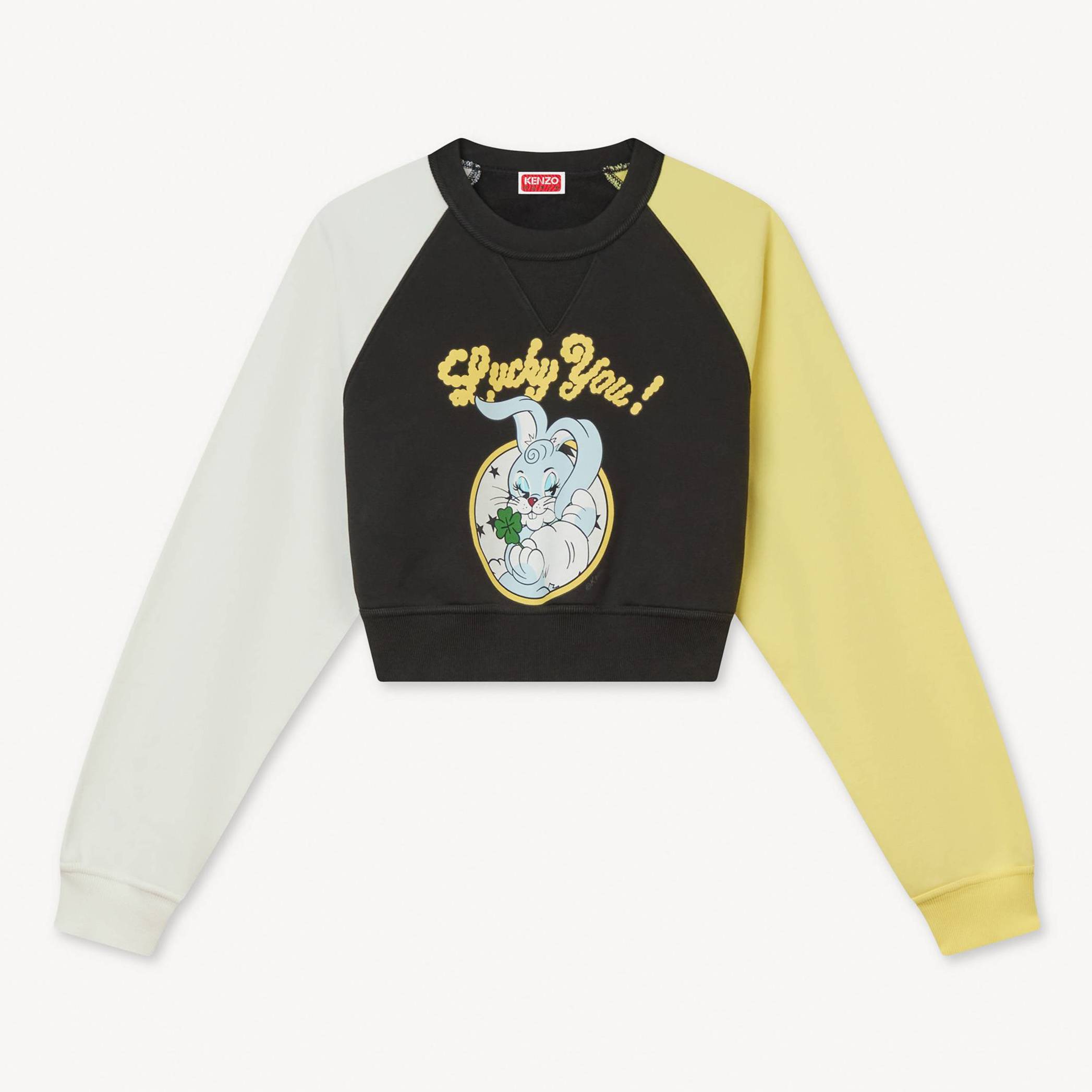 KENZO ' Cartoon' Cropped Sweatshirt , Woman, Black, Size M, Cotton