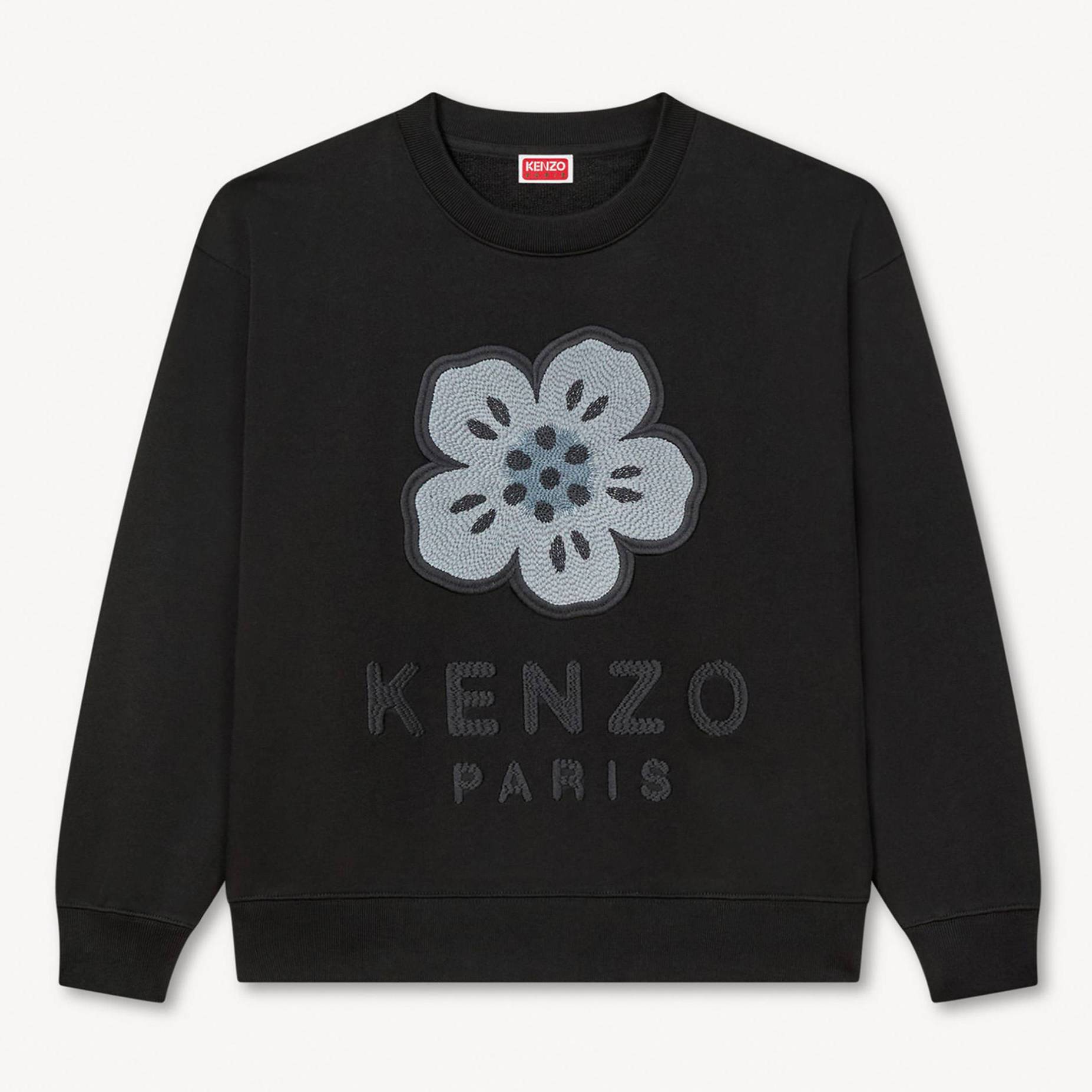 KENZO 'Boke Flower' Embroidered Sweatshirt , Woman, Black, Size M, Cotton
