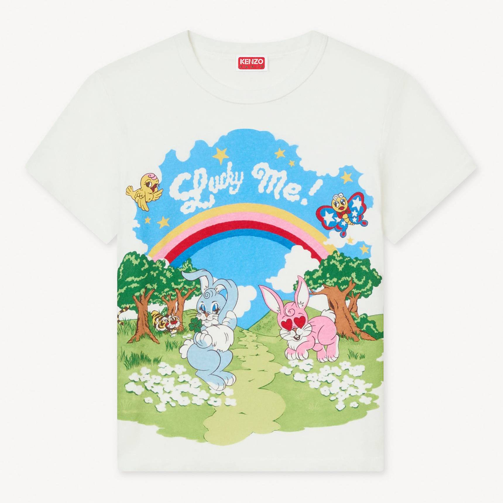 KENZO ' Cartoon' T-shirt , Woman, Off White, Size Xl, Cotton