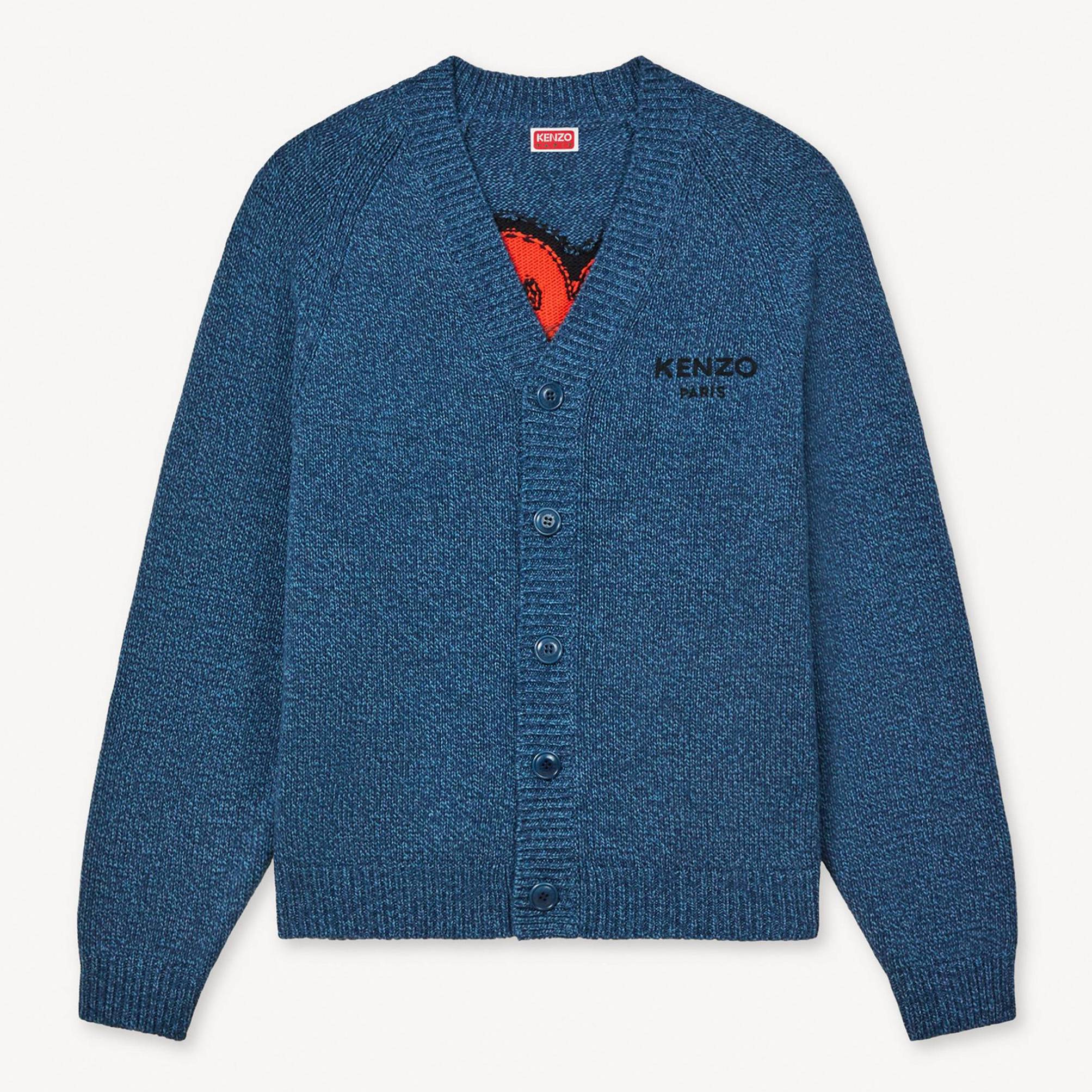 KENZO 'Boke Flower' Cardigan Wool, Man, Blue, Size Xl,