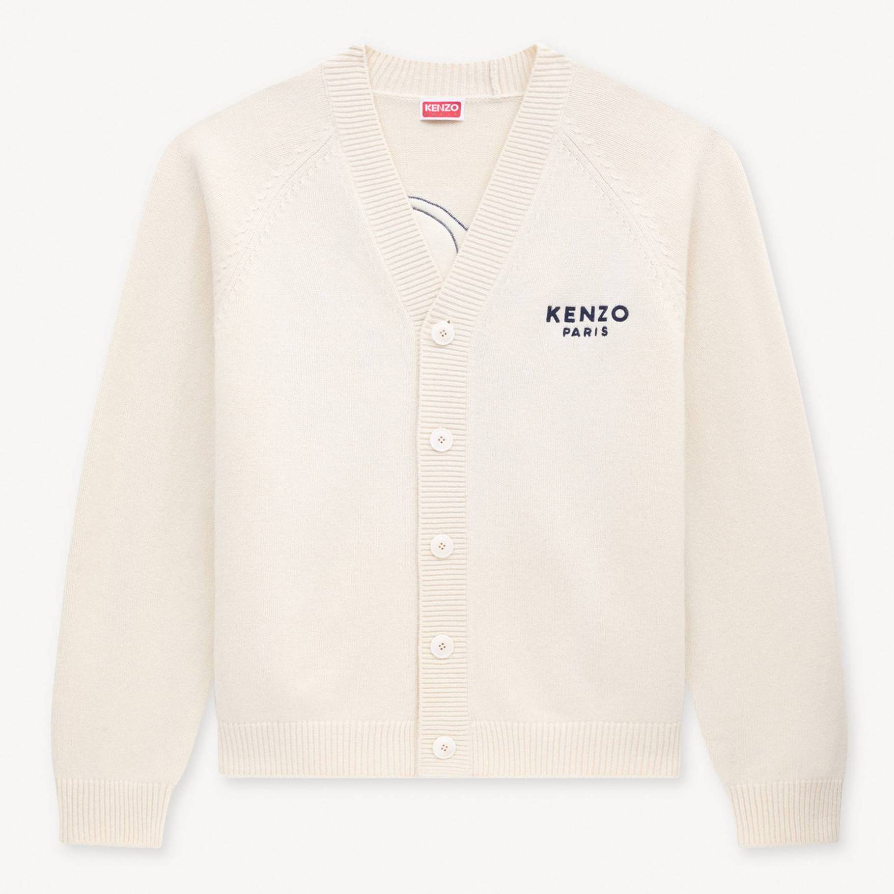 KENZO 'Boke Flower' Embroidered Cardigan In Wool, Man, Off White, Size L, Wool