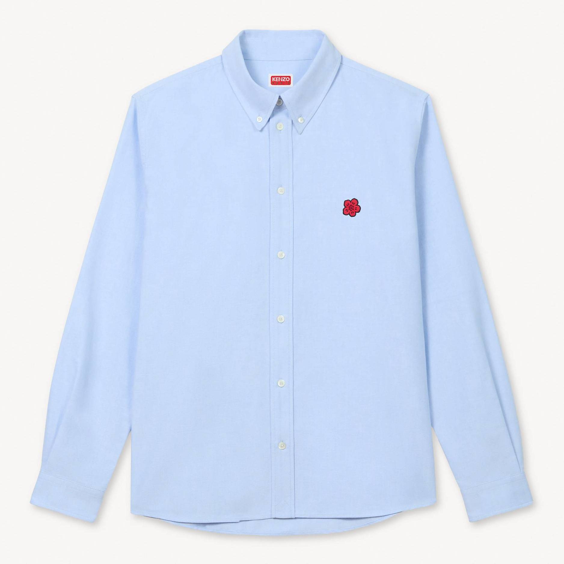KENZO 'Boke Flower' Embroidered Casual Shirt Oxford, Man, Sky Blue, Size 43,