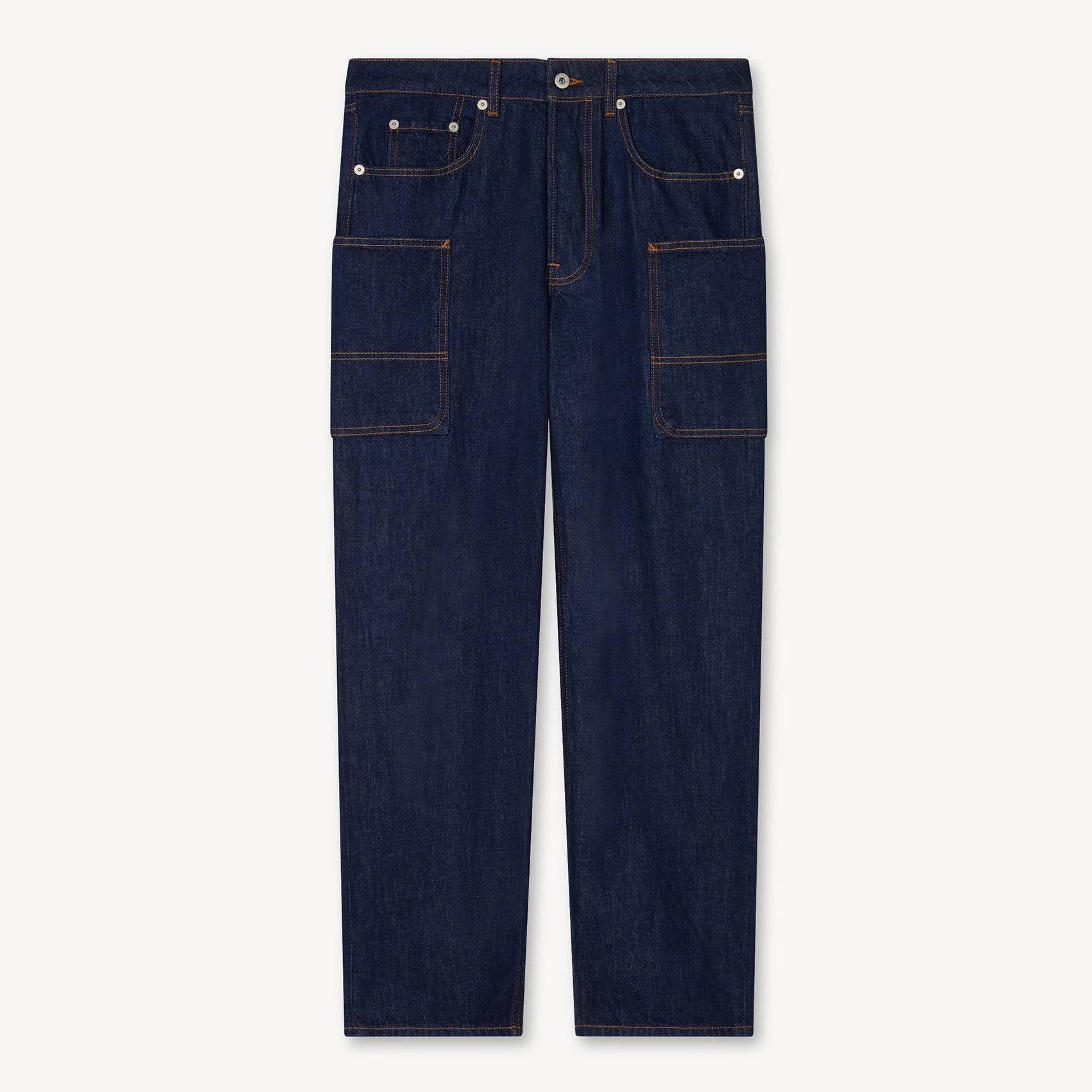 KENZO Cargo Monkey Fit Jeans In Japanese Denim, Man, Rinse Blue Size 30, Denim