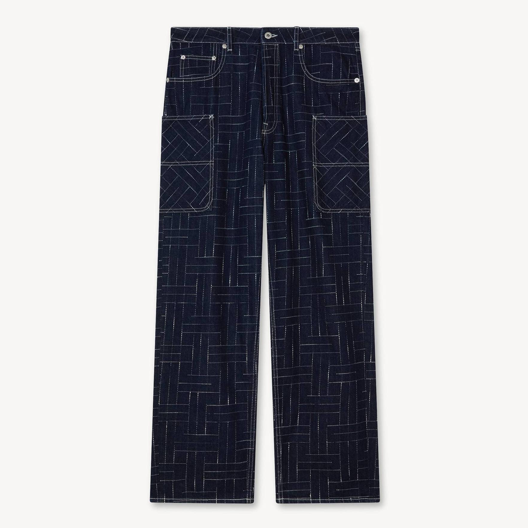 KENZO ' Weave' Cargo Monkey Fit Jeans In Japanese Denim, Man, Rinse Blue Size 31, Leather
