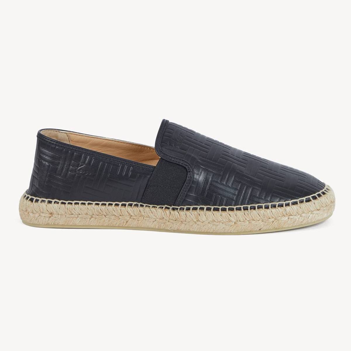 KENZO 'Kenzo Weave' Debossed Espadrilles In Leather Black- Mens - Size 39