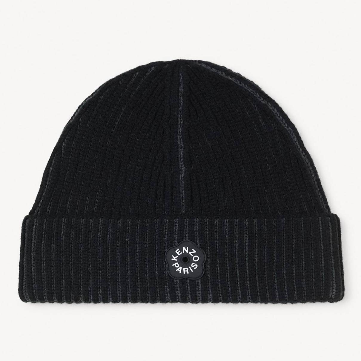 KENZO 'Boke Flower 2.0' Beanie In Wool And Cotton Black Mens - Size One