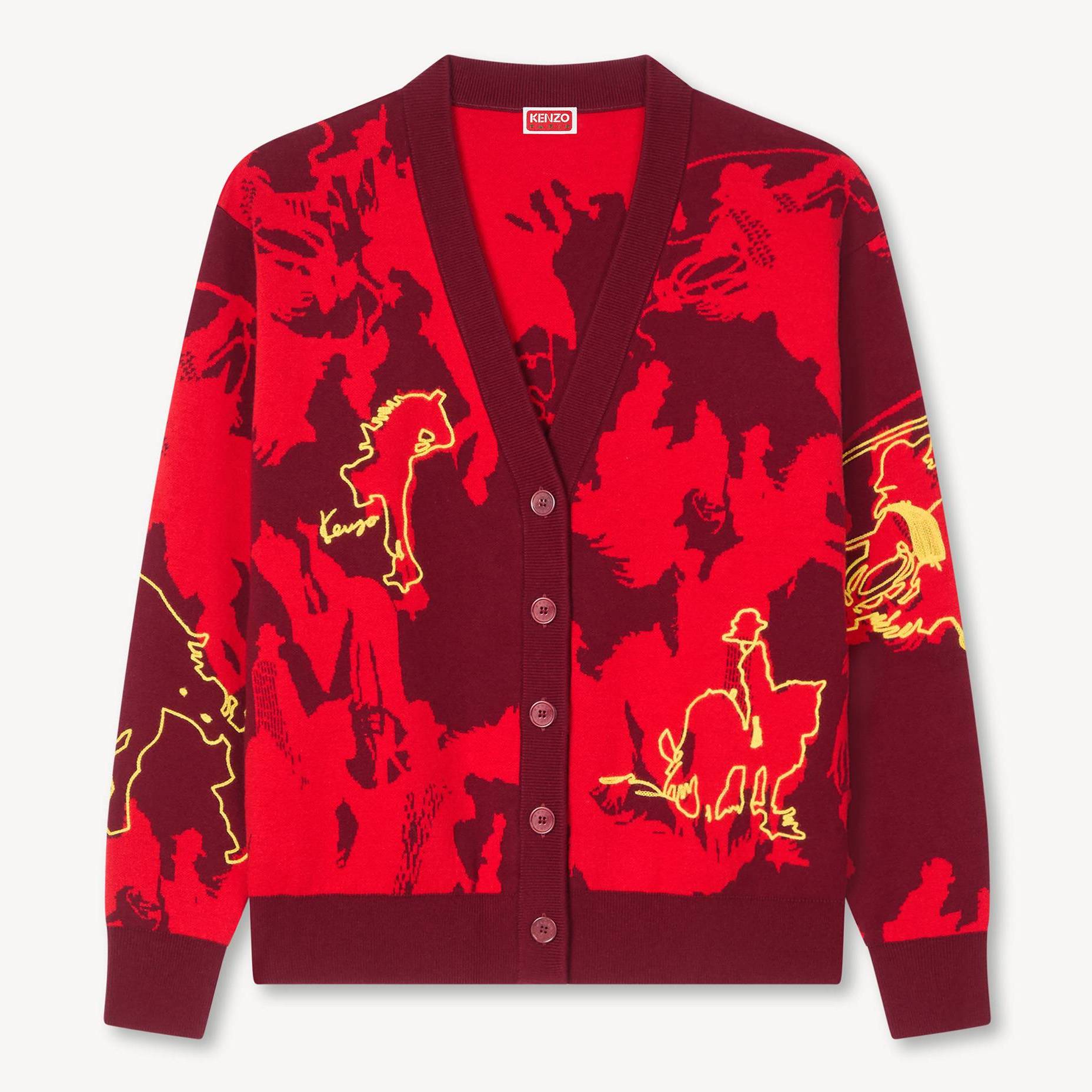 KENZO 'Lunar New Year' Cardigan In Mixed Cotton And Wool, Woman, Bordeaux, Size L,