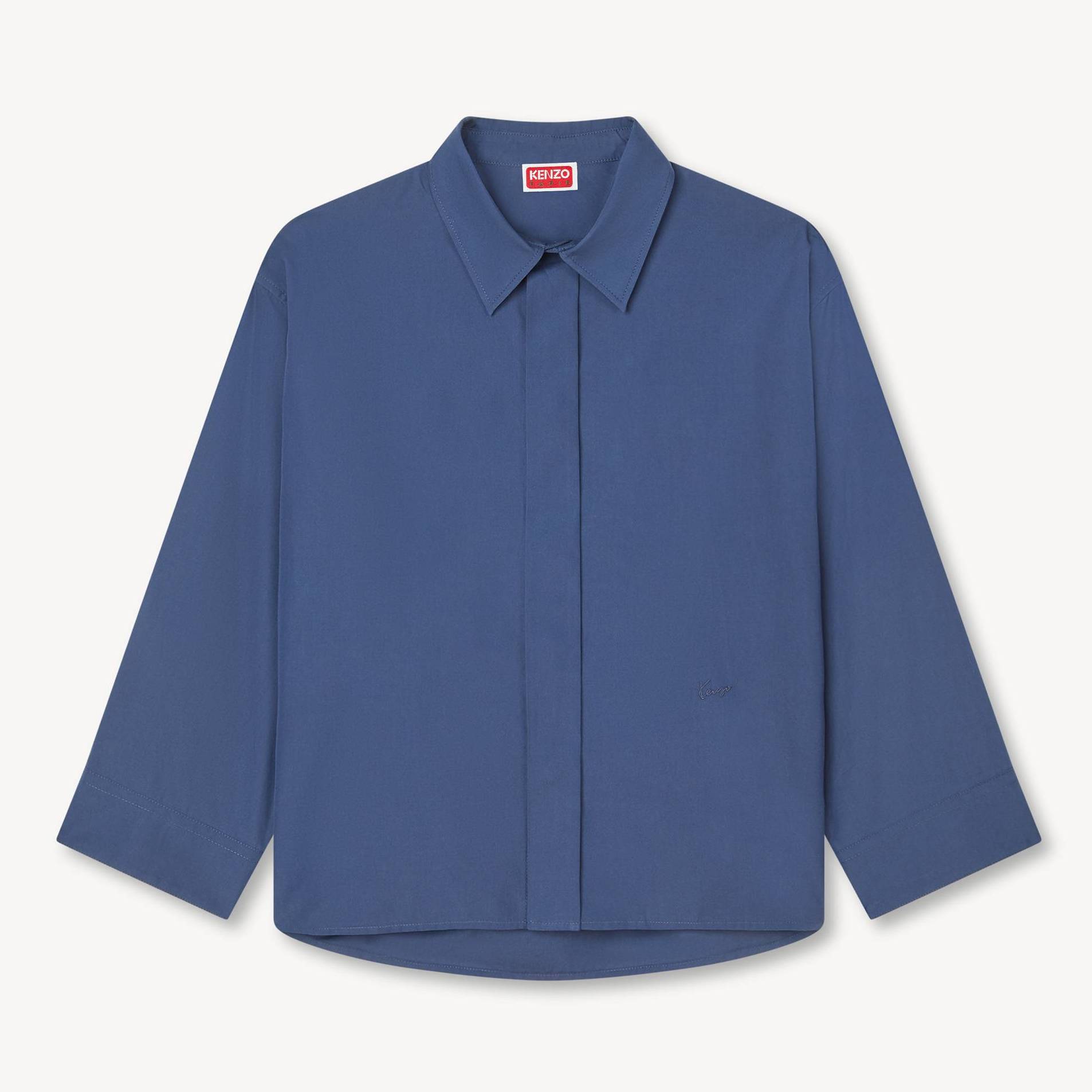 KENZO 3/4 Sleeves Shirt In Popl, Woman, Navy Blue, Size 42, Cotton