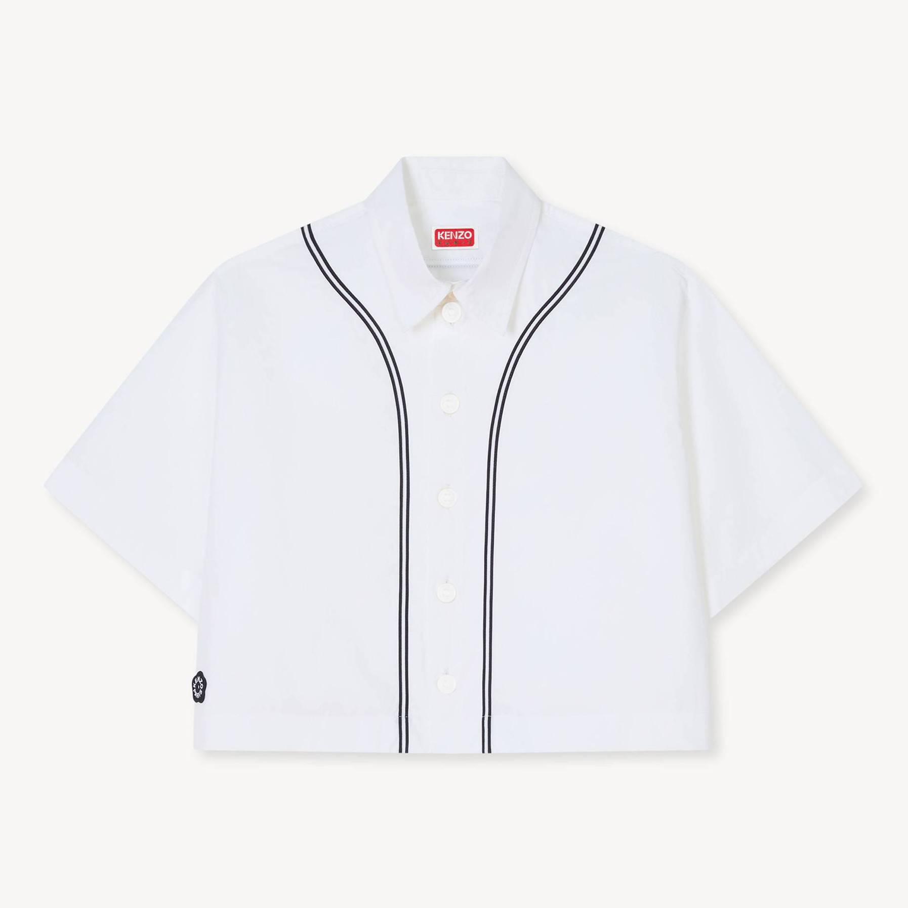 KENZO 'Boke Flower 2.0' Baseball Short Sleeve Shirt In Popl, Woman, White, Size 38, Cotton