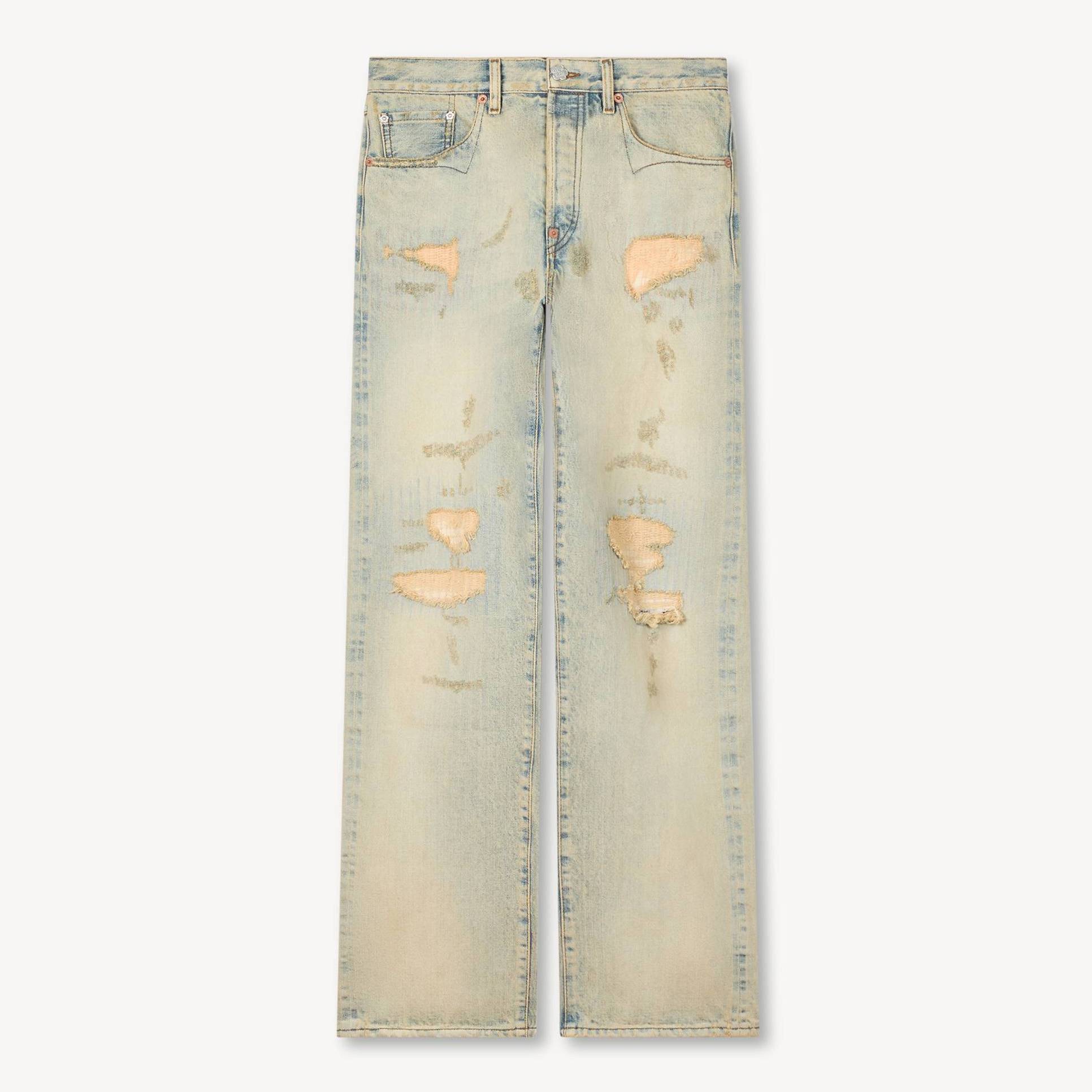 KENZO Jeans Dritti In Denim Giapponese Cimosato Bleached Blue Denim- Donna - Taglia 32