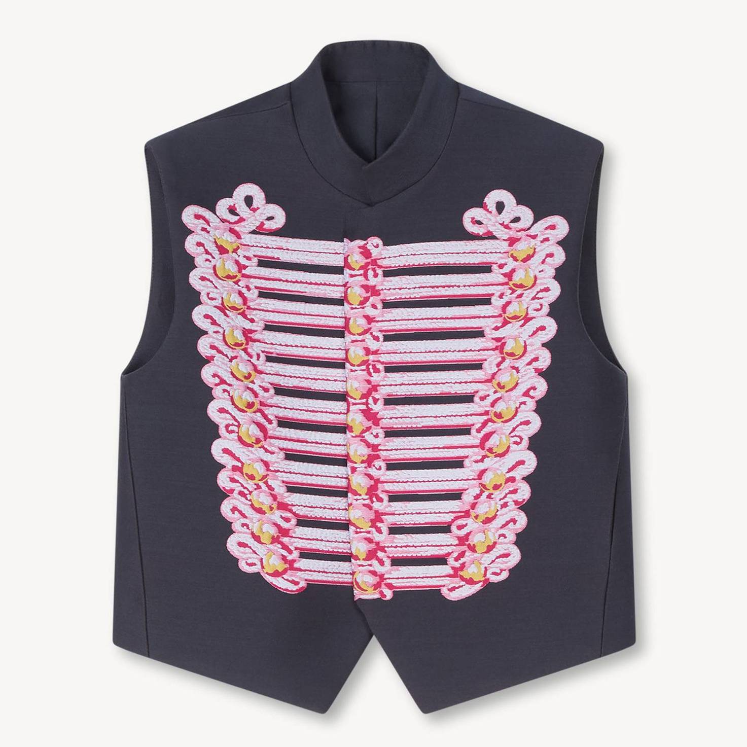 KENZO ' Trompe L'œil' Vest In Wool And Cotton, Woman, Navy Blue, Size 36, Cotton